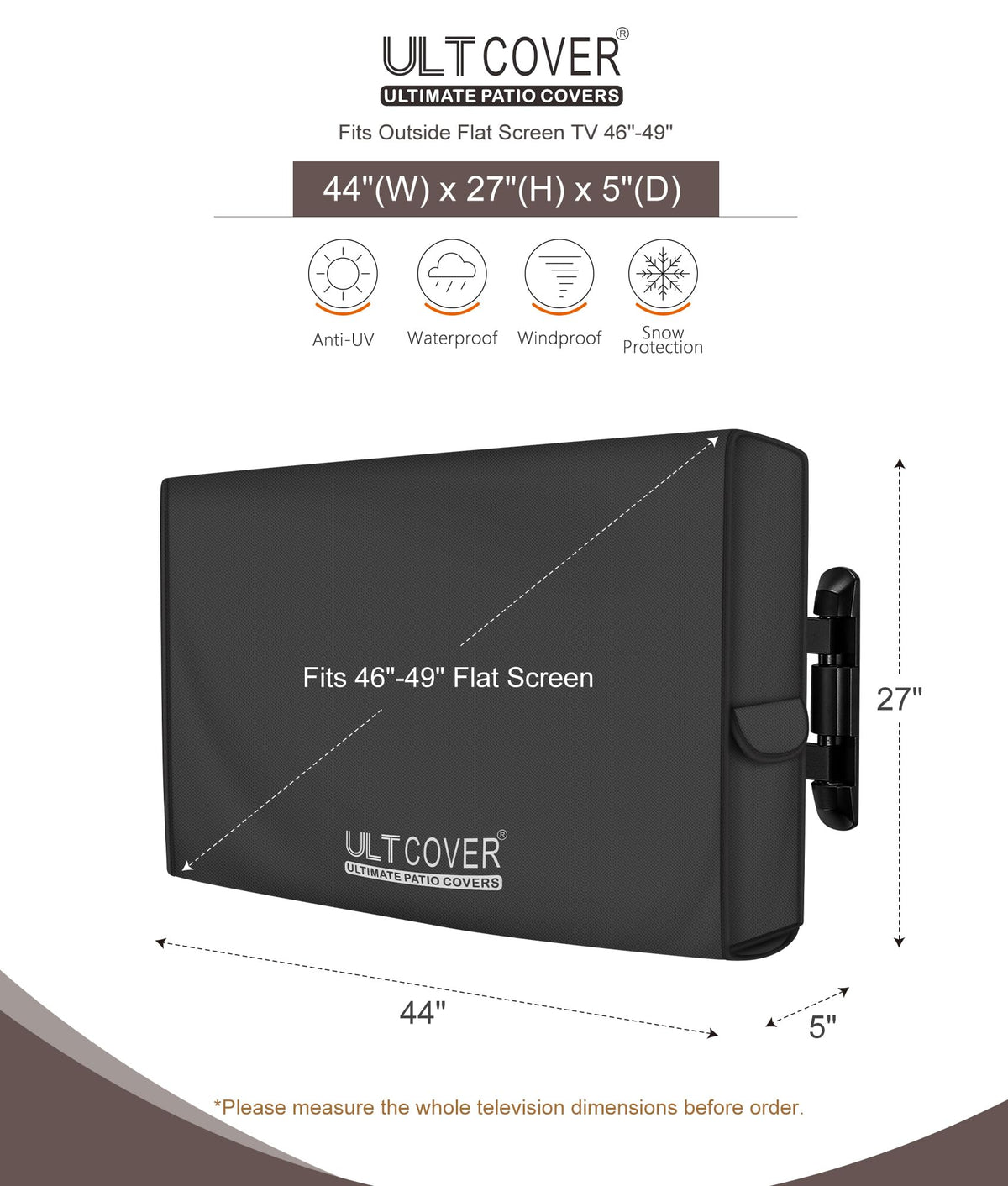 ULTCOVER Waterproof Outdoor TV Cover 46 49 inch Black - ULTCOVER Official Imagery - 3