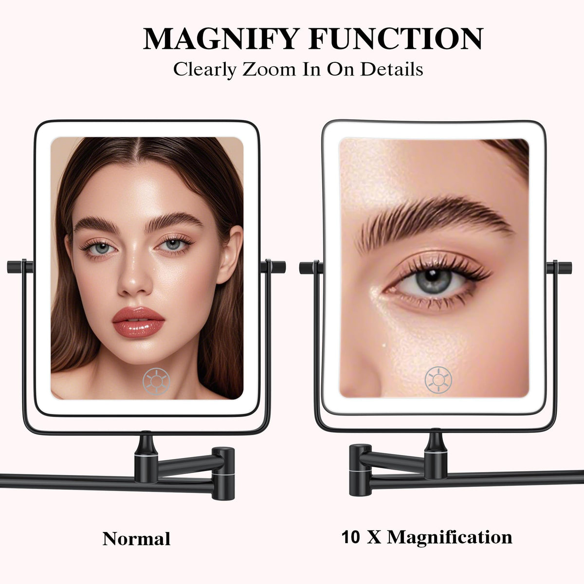 QiMH Wall Mounted Lighted Makeup Mirror Rectangle Double - QiMH Official Imagery - 5