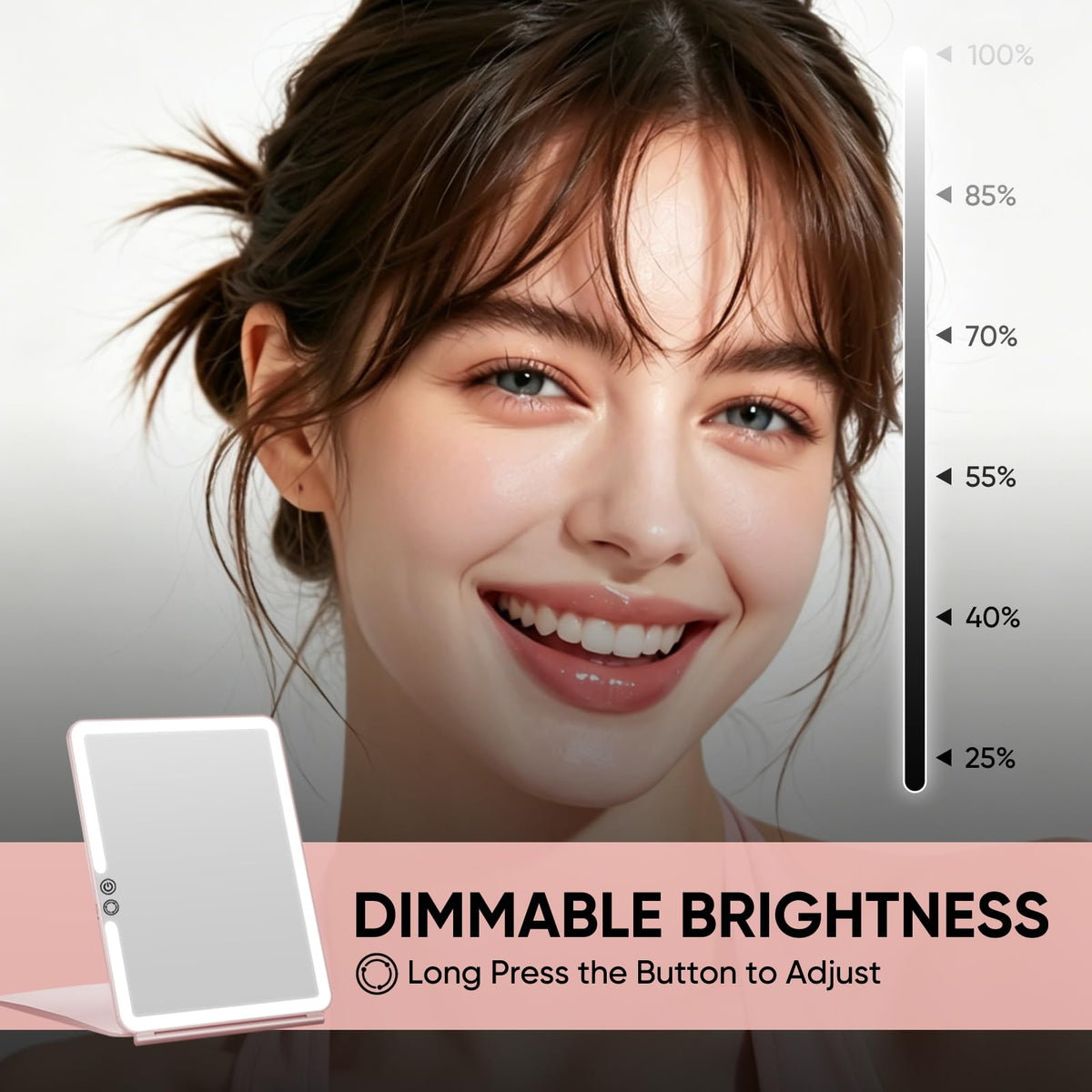 FUNTOUCH 2500mAh Large Rechargeable Travel Makeup Mirror - FUNTOUCH Official Imagery - 7