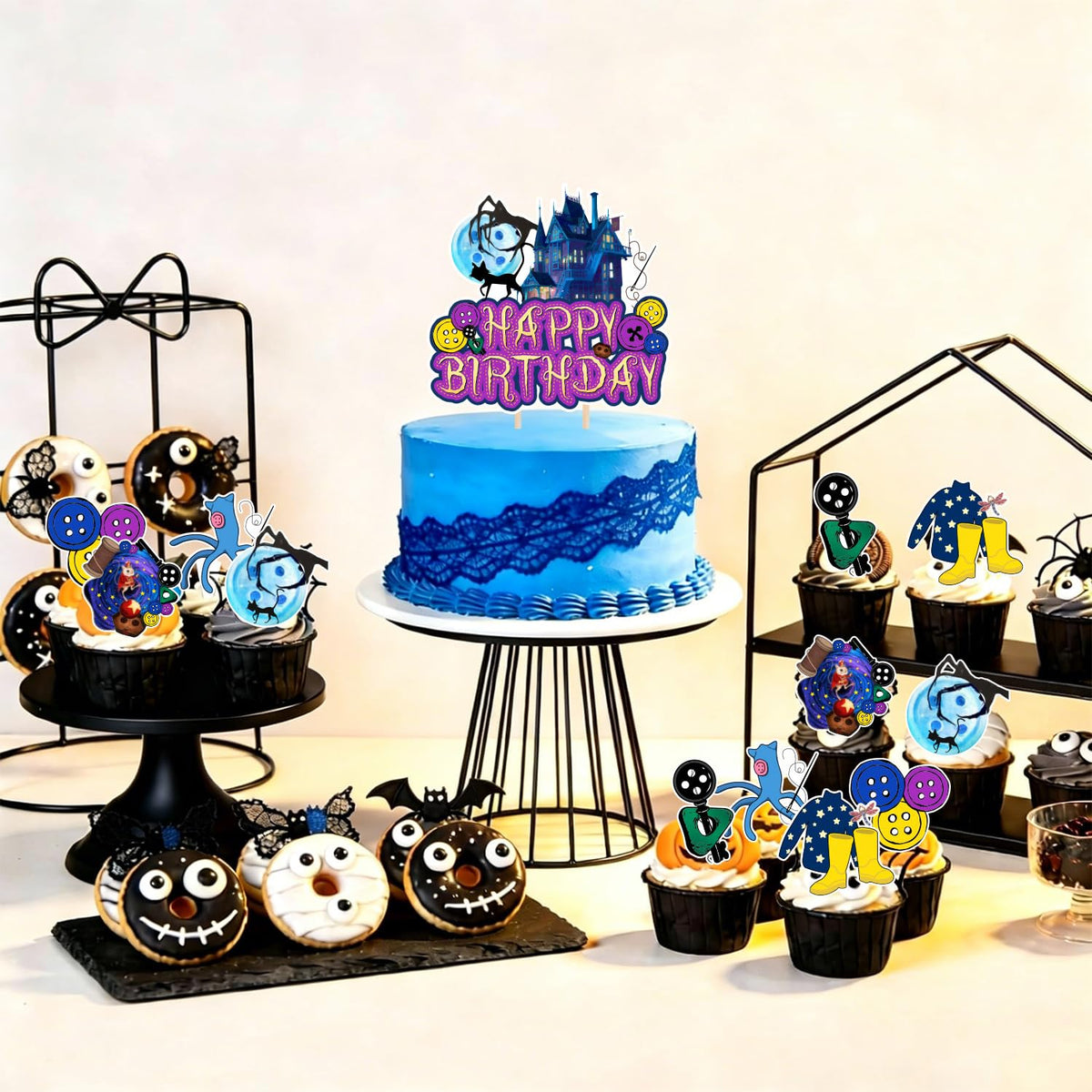 40Pcs Horror Birthday Party Decorations Blue Purple Theme - tetcuican Official Imagery - 8