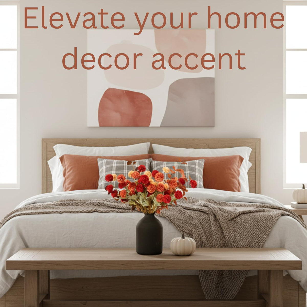 Faux Fall Flowers Burnt Orange Artificial Floral Stems For - RyddeligHome Official Imagery - 8