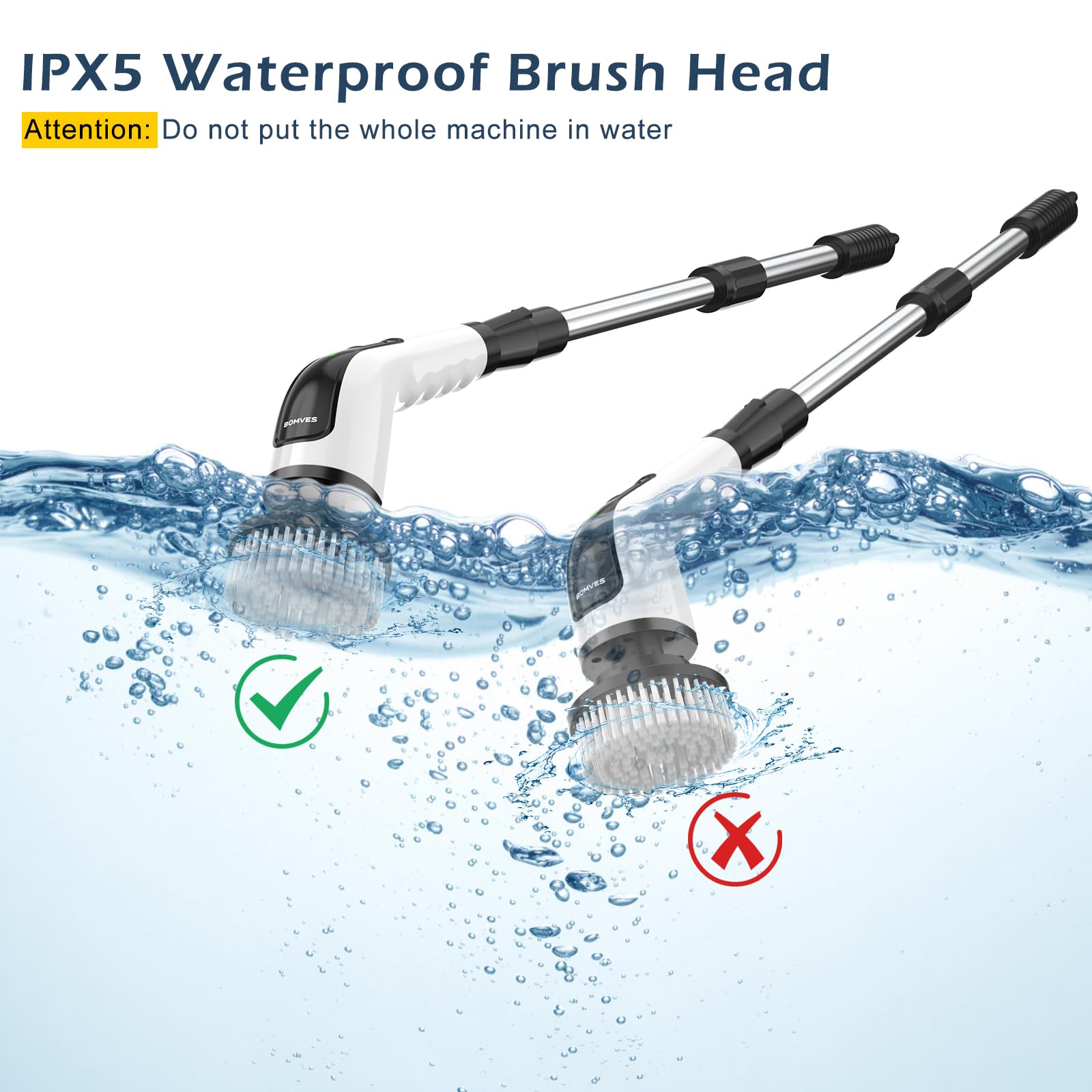 Bomves Electric Spin Scrubber, Power Shower Cleaning Brush with L - Bomves Official Product View 7