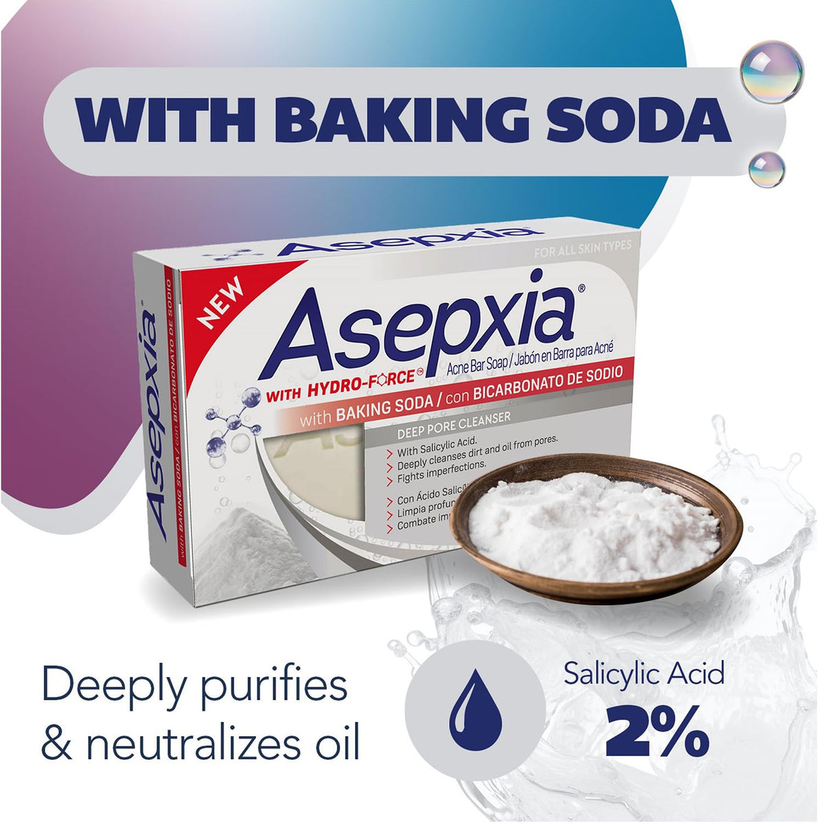 Asepxia Acne Treatment Bar Soap with Baking Soda 4 Oz 5 Pack - Asepxia Official Imagery - 5
