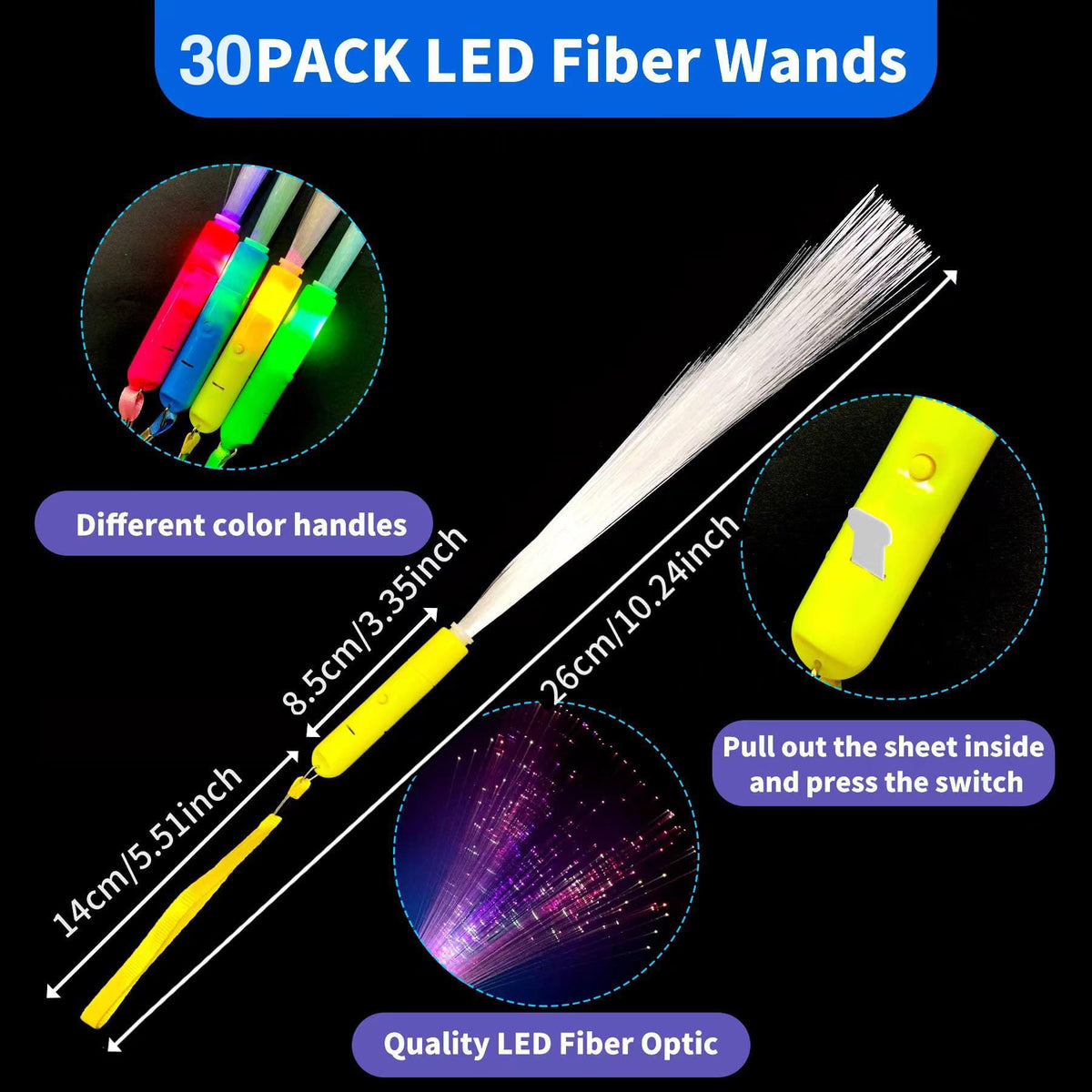 30Pack LED Fiber Optic Wands Glow Wands LED Light Up Wands - YOFOBU Official Imagery - 4