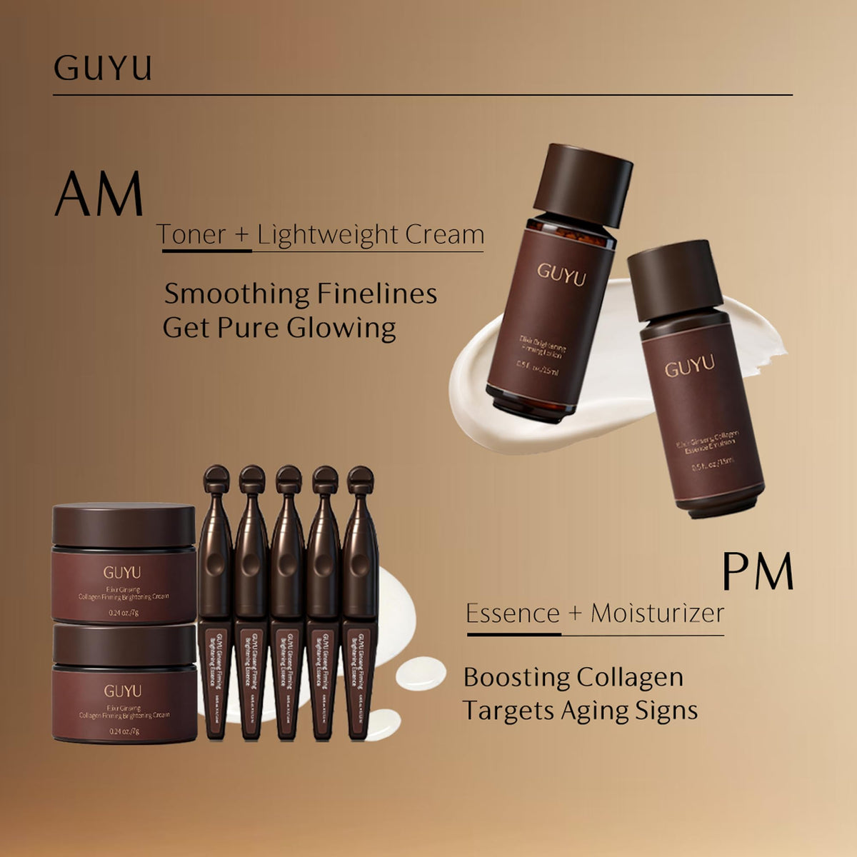 Anti Aging Ginseng Mini Skin Care Set Peptide Collagen For - GUYU Official Imagery - 8