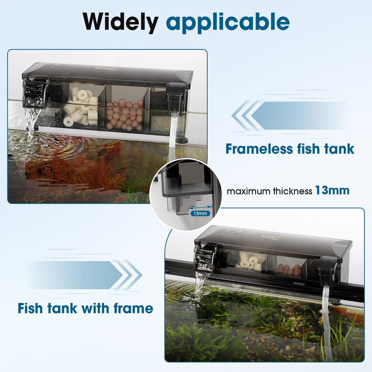 hygger Independent Pump HOB Aquarium Filter 7 15 Gallon Fish - hygger Official Imagery - 5