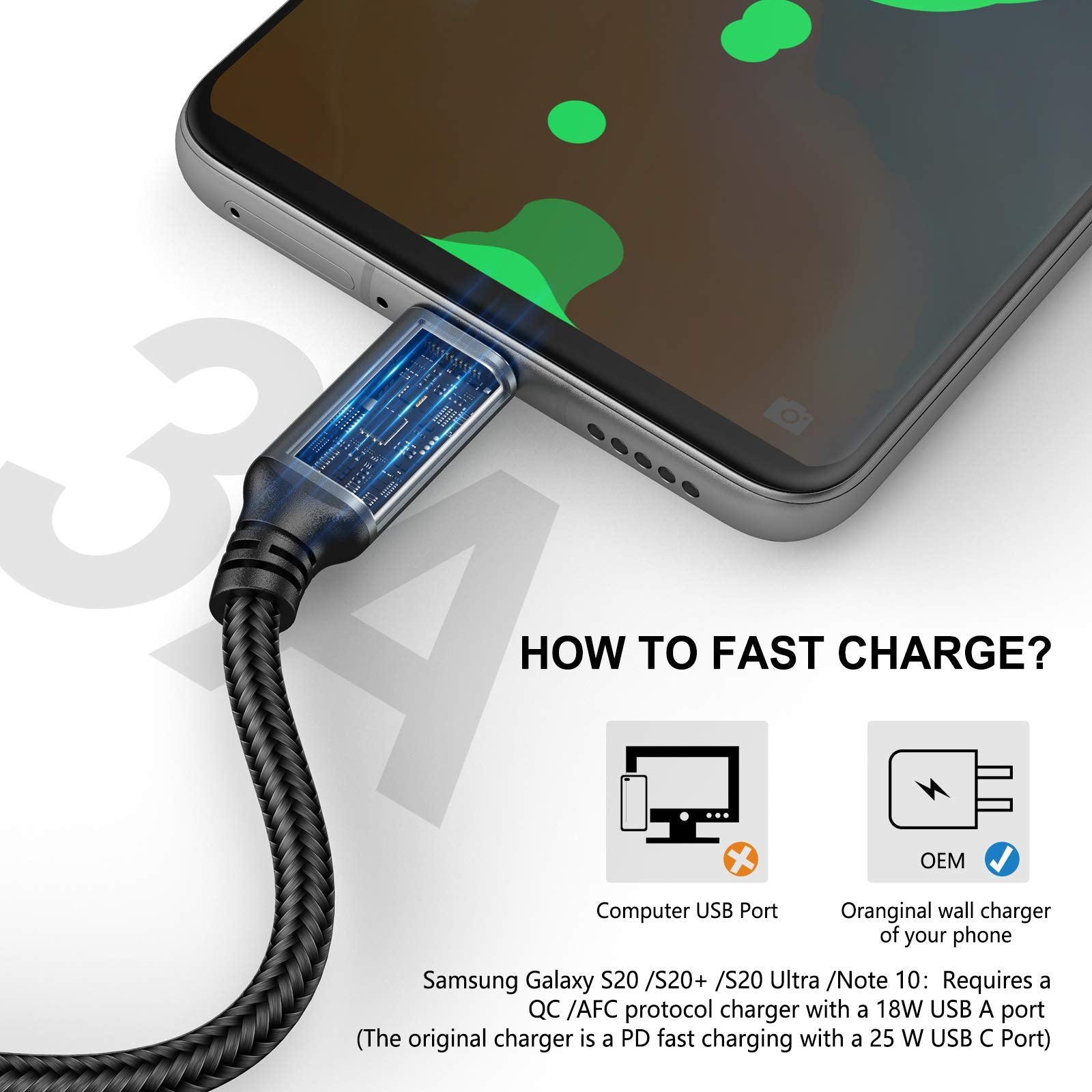 SMALLElectric USB C Cable 5 Pack 6FT, USB A to Type C Fast Charge - SMALLElectric Official Product View 3