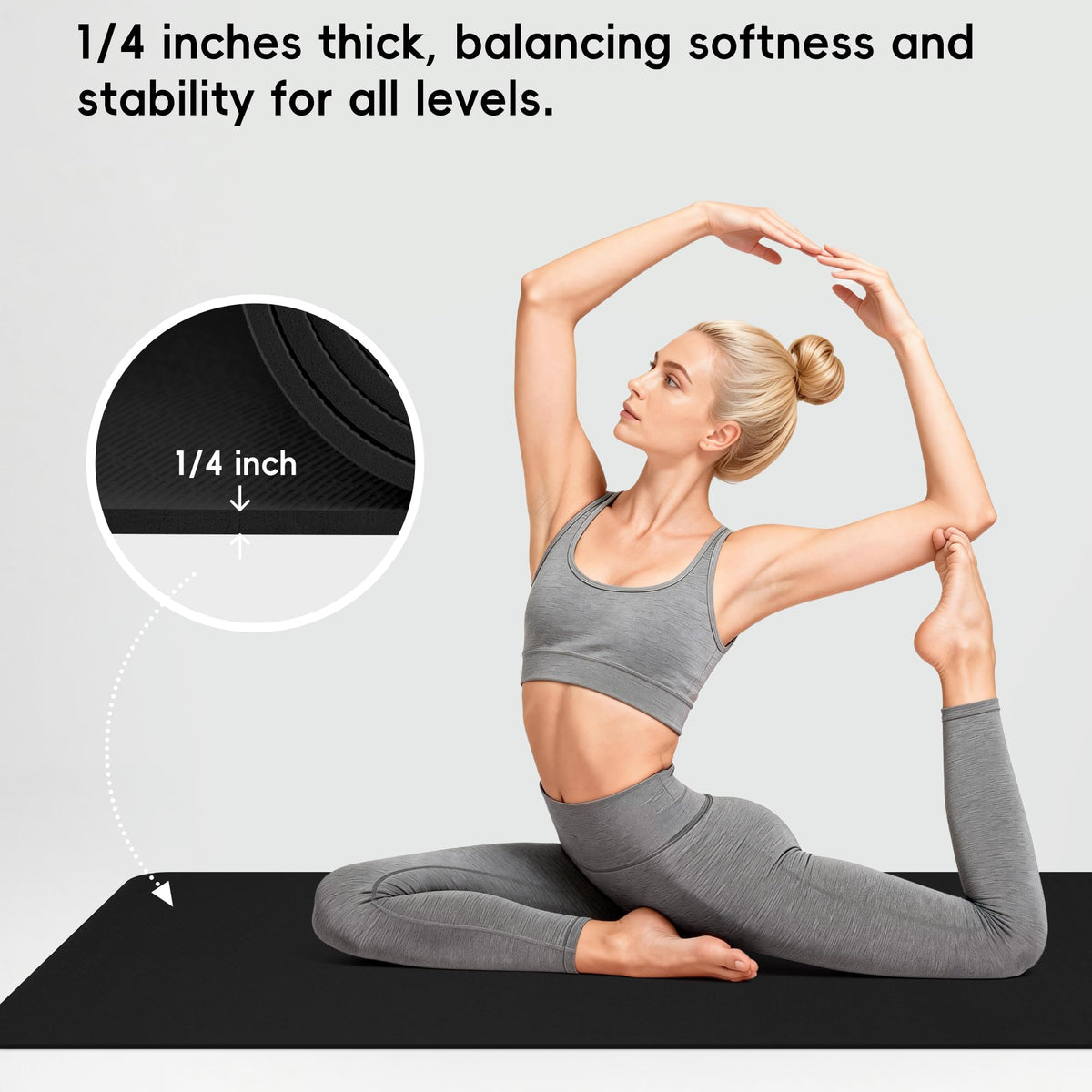 Extra Wide Yoga Mat 72 x 32 6mm Non Slip TPE Exercise Mat - Wimwum Official Imagery - 5