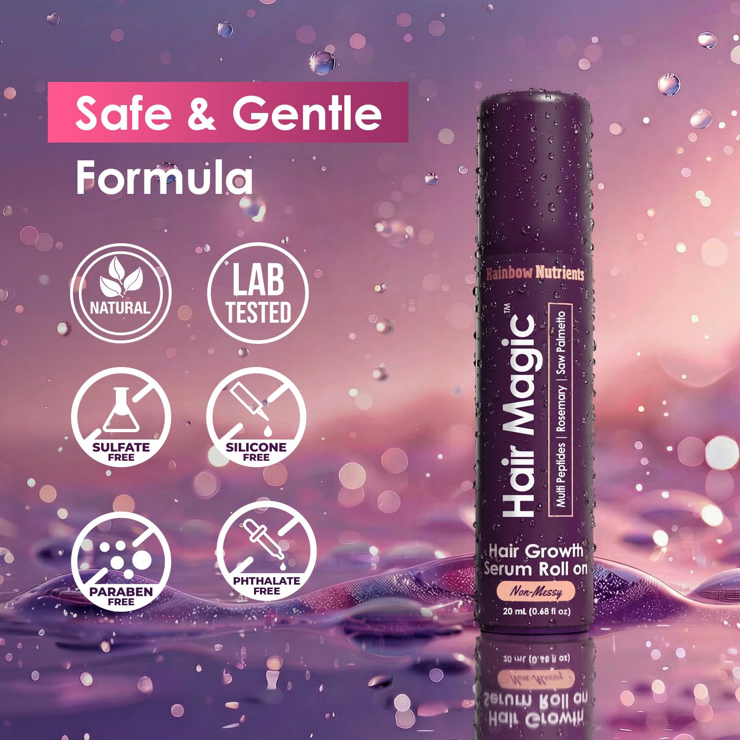 Rainbow Nutrients, LLC Hair Magic™ Hair Growth Serum Roll On - Multi Peptides + - Rainbow Nutrients, LLC Official Product View 9