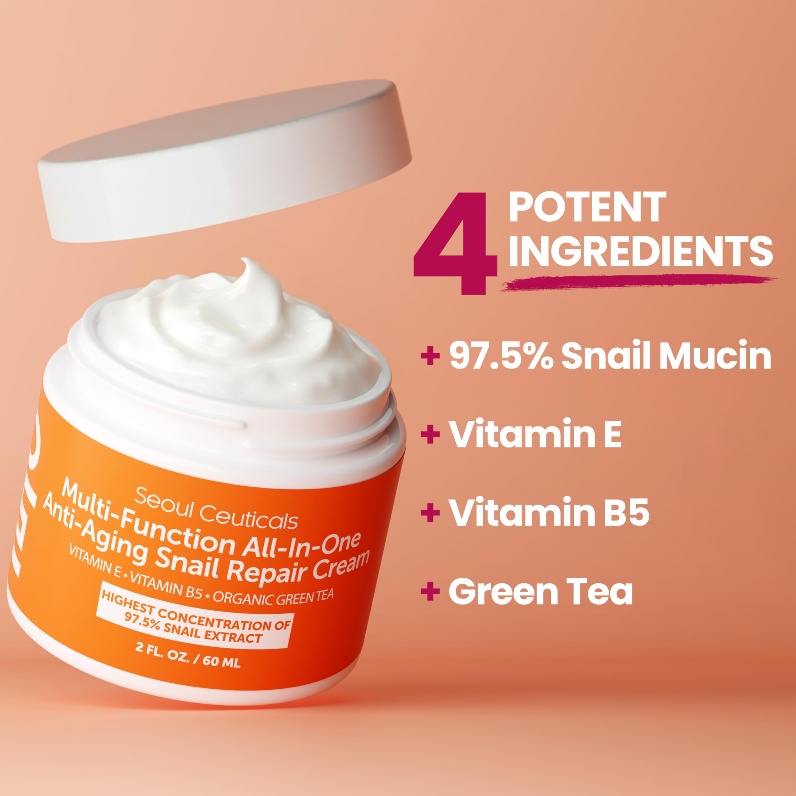 SeoulCeuticals 97.5% Snail Mucin Korean Face Moisturizer Day & Night Cream - SeoulCeuticals Official Product View 6