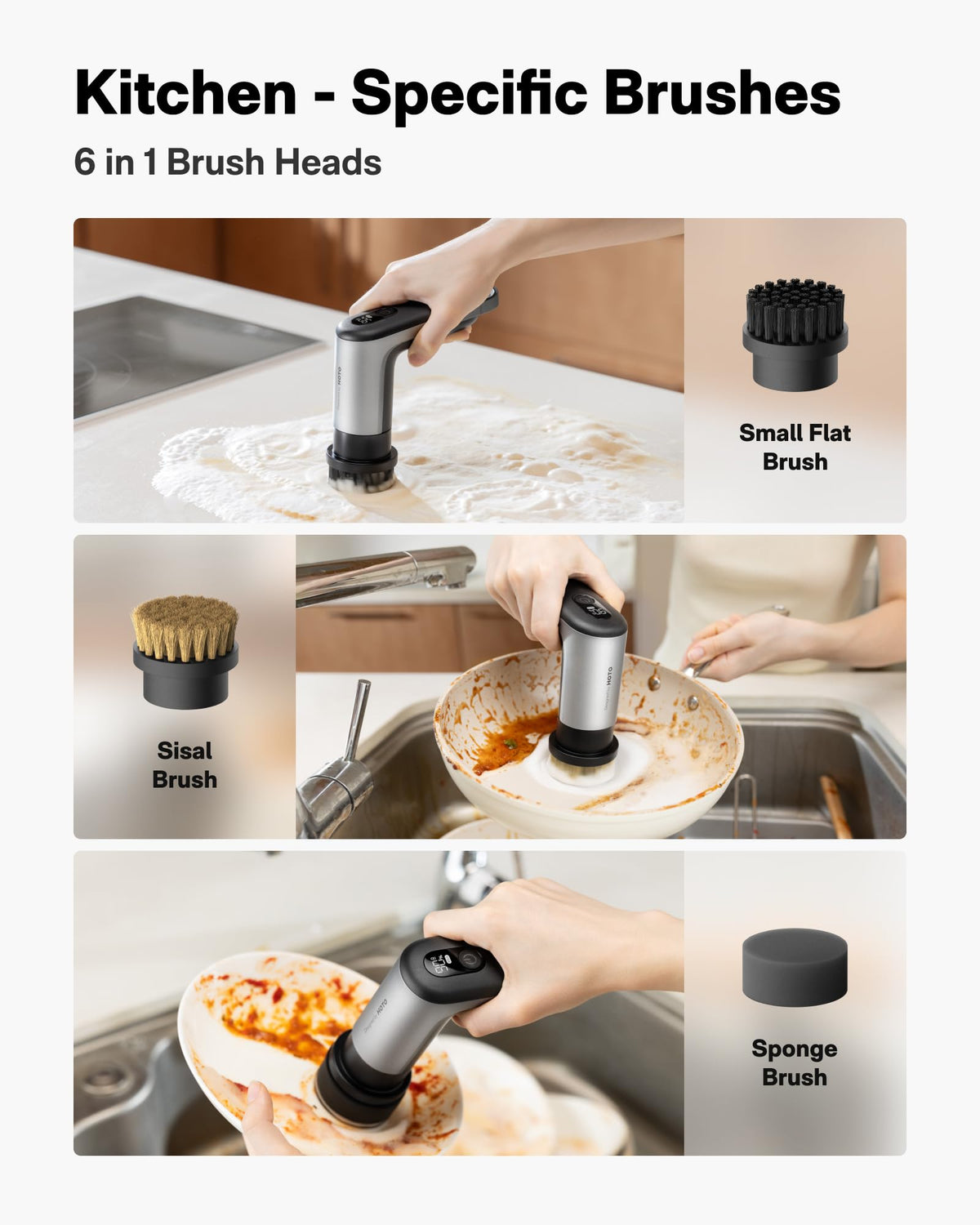 HOTO Grip Cordless Electric Spin Scrubber IPX7 Waterproof 6 - HOTO Official Imagery - 4