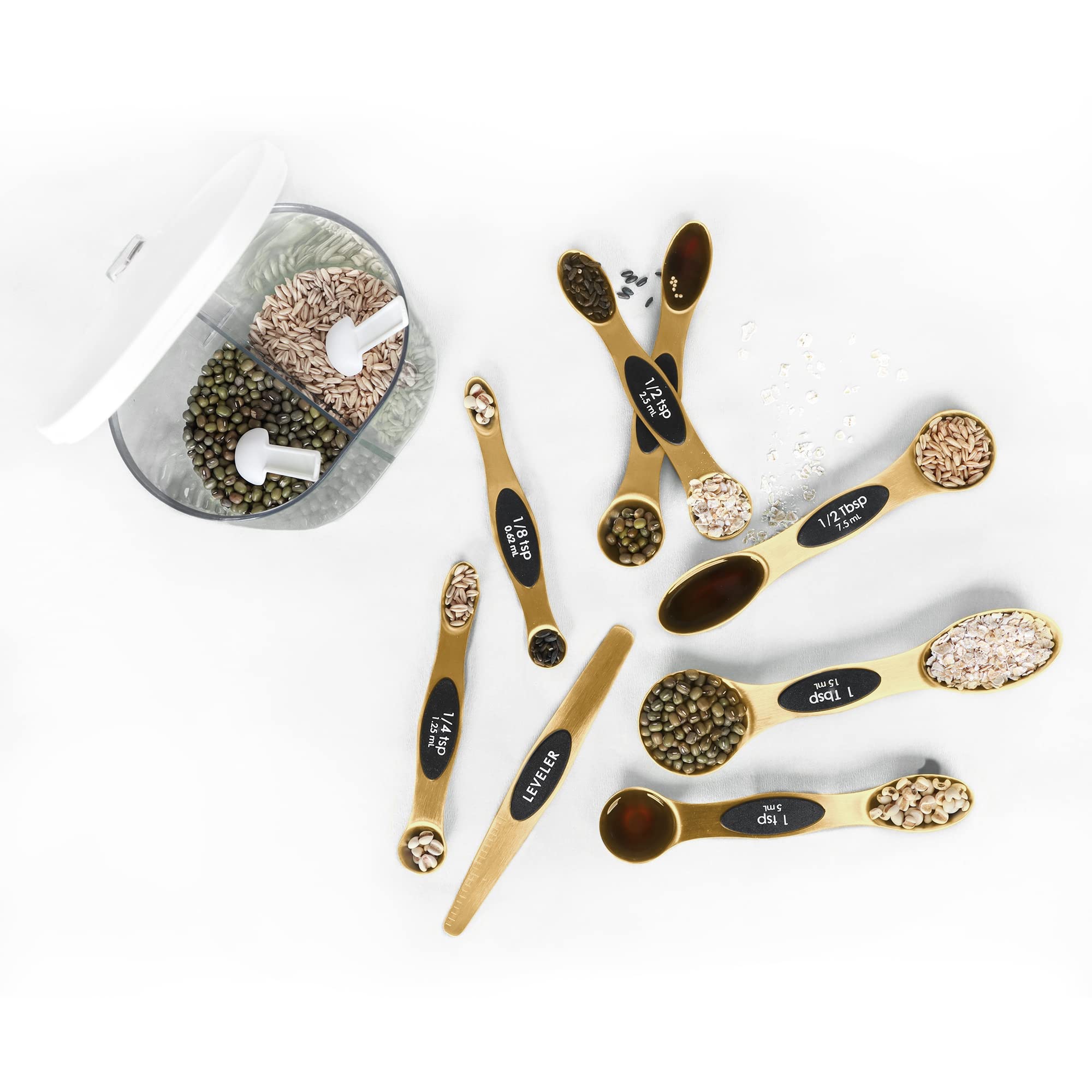 BIDFUL Magnetic Measuring Spoons Set Stainless Steel with Leveler - BIDFUL Official Product View 8