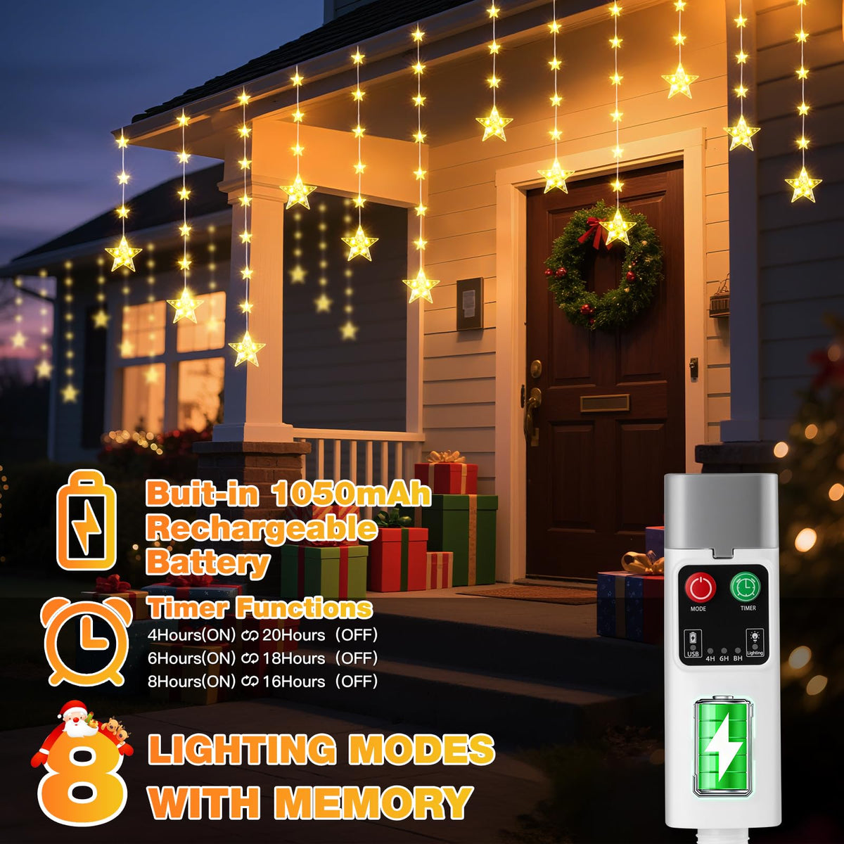 Rechargeable Stars Christmas Window Lights IP65 Waterproof - Prisay Official Imagery - 6