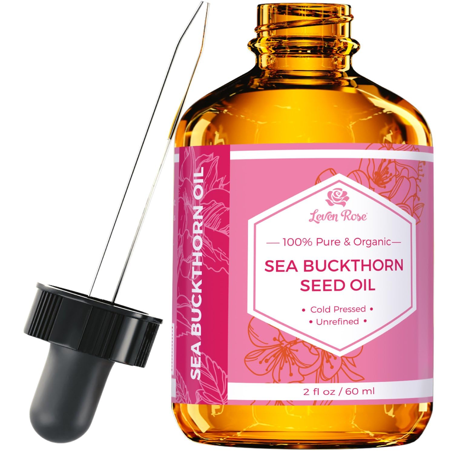 Leven Rose Sea Buckthorn Seed Oil, 100% Pure Unrefined Cold - Product Imagery