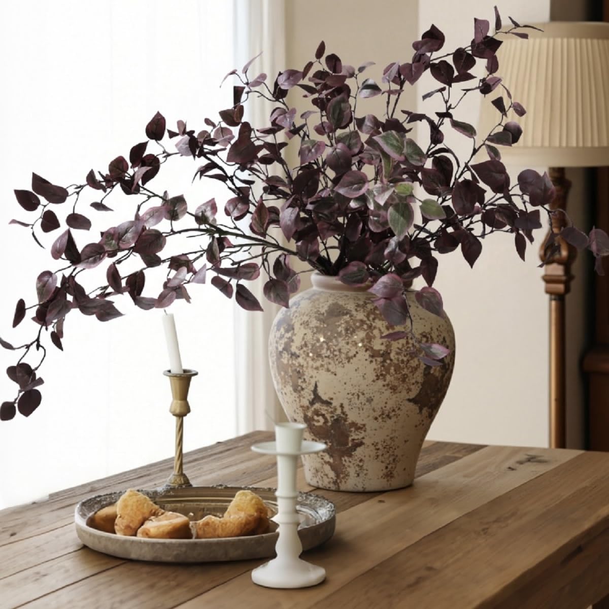 5PCS Artificial Fall Eucalyptus Leaves Stem Plants 32 7 inch - HyeFlora Official Imagery - 2