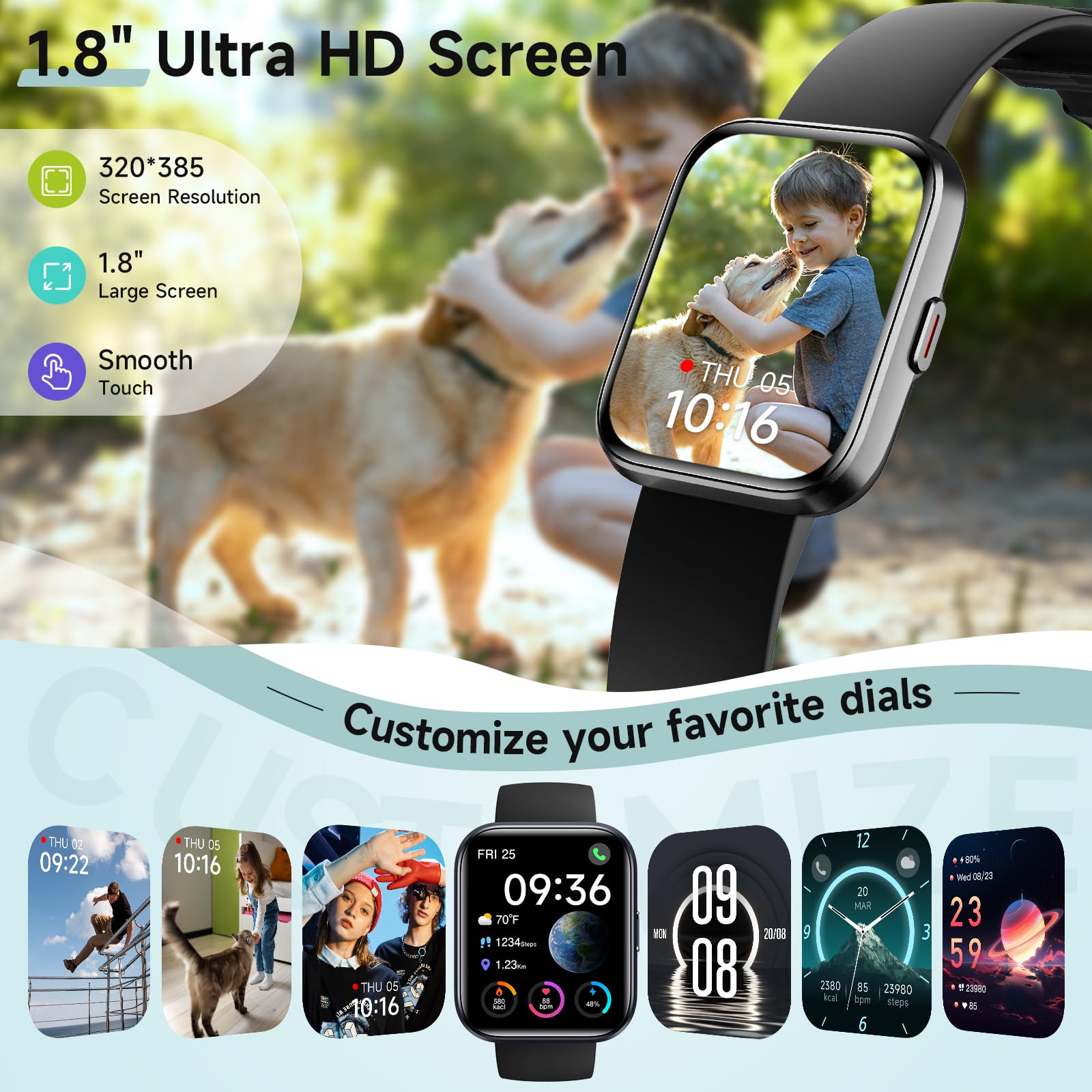 Gydom Smart Watch for Men Women, 1.8" Fitness Tracker for Android & iP - View 6