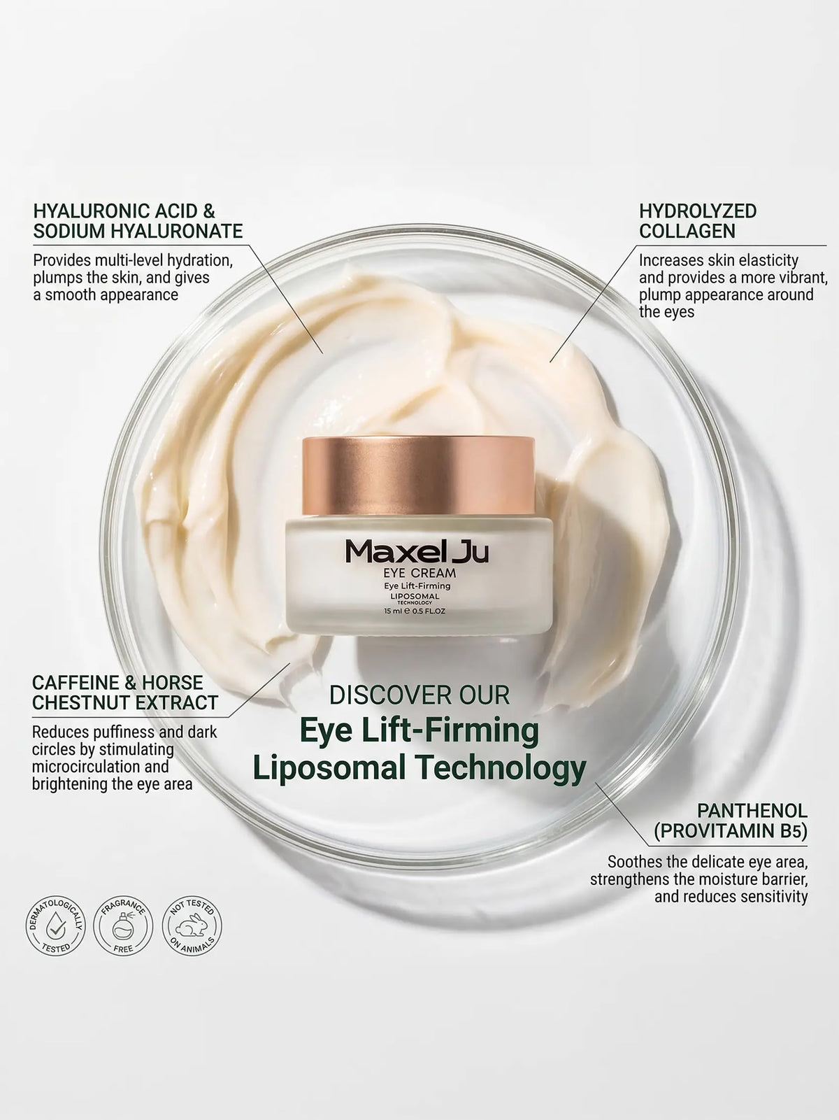 MAXEL JU Caffeine Eye Cream for Dark Circles Puffiness with - MJ MAXEL JU Official Imagery - 4