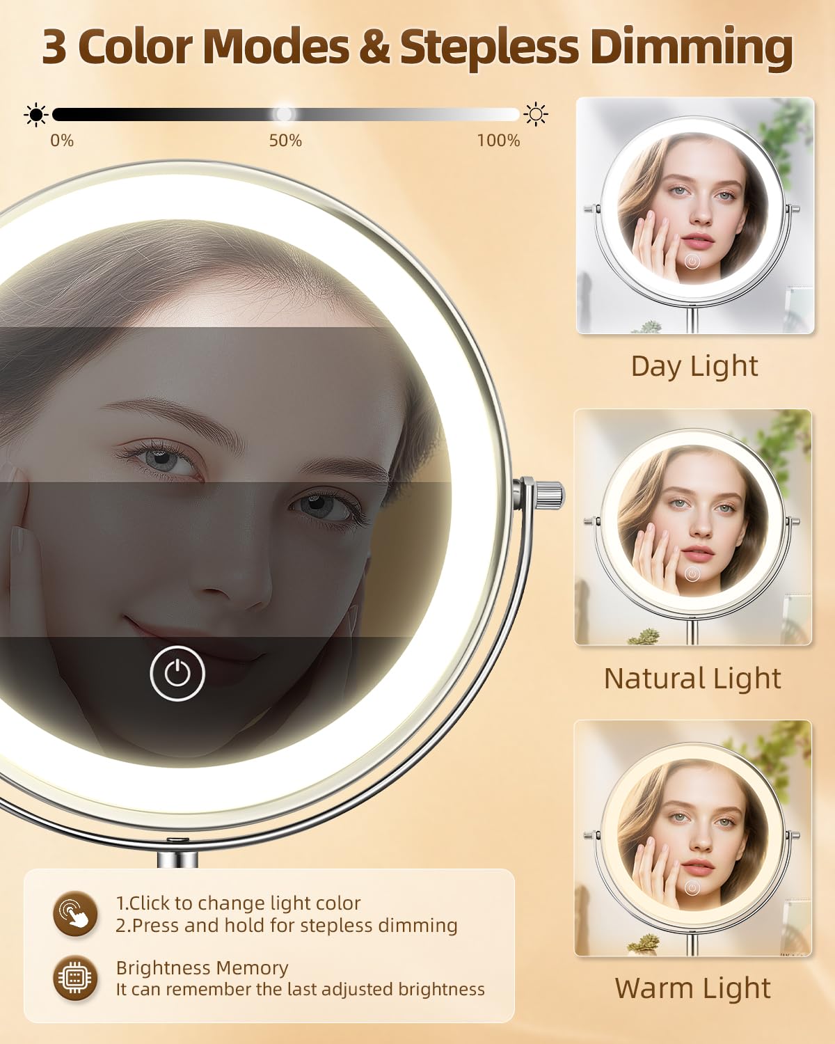 1X 30X 8 Magnifying Makeup Mirror with Lights Height - vpu Official Imagery - 5