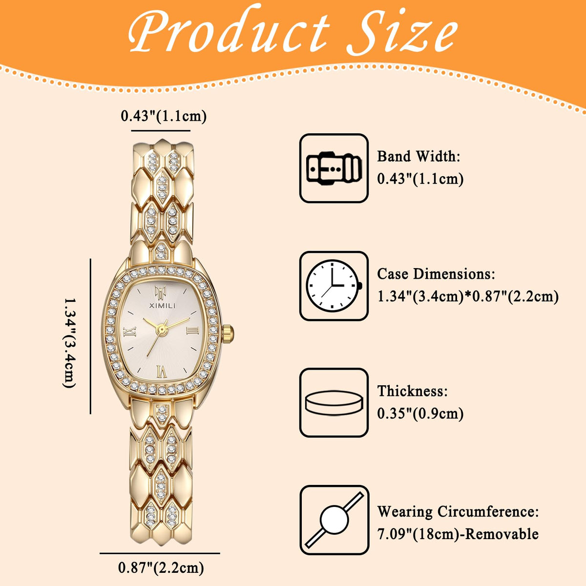 JewelryWe Women Snake Scale Bracelet Watch Removable Link - JewelryWe Official Imagery - 5