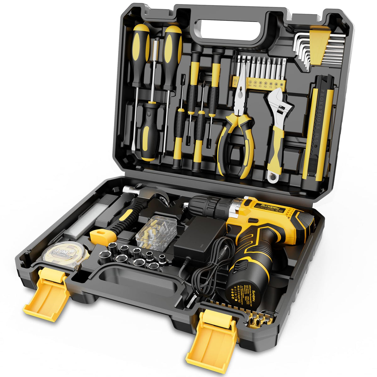 Sundpey 166 PC Small Basic Home Tool Kit Set with 12V - Sundpey Official Imagery - 2