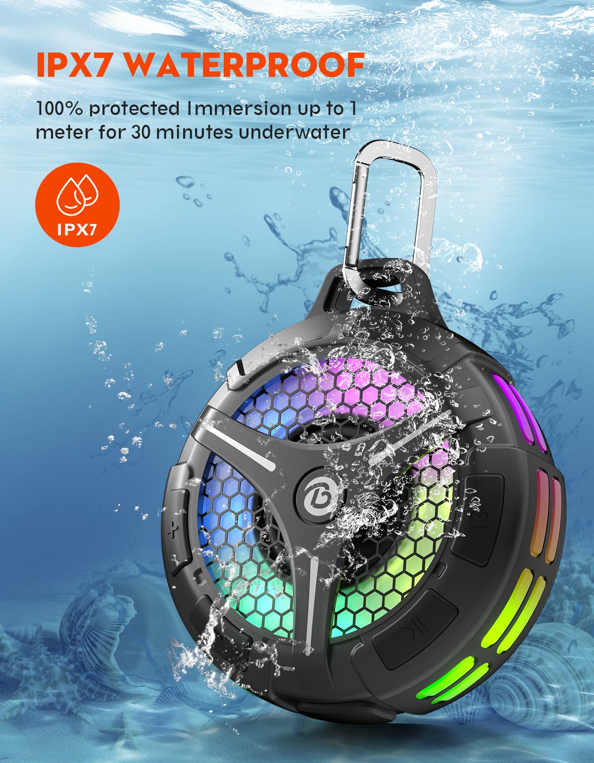 bondidea Waterproof Bluetooth Shower Speaker with Suction Cup, IP by bondidea - Angle View 5