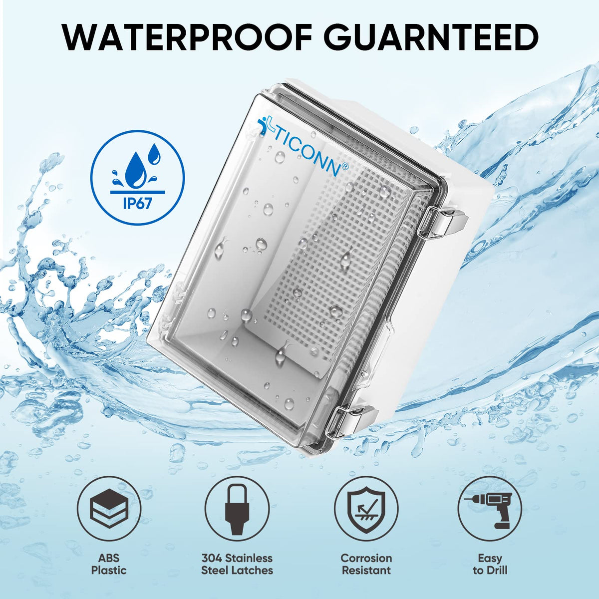 TICONN Outdoor Electrical Box Waterproof ABS IP67 Junction - TICONN Official Imagery - 3