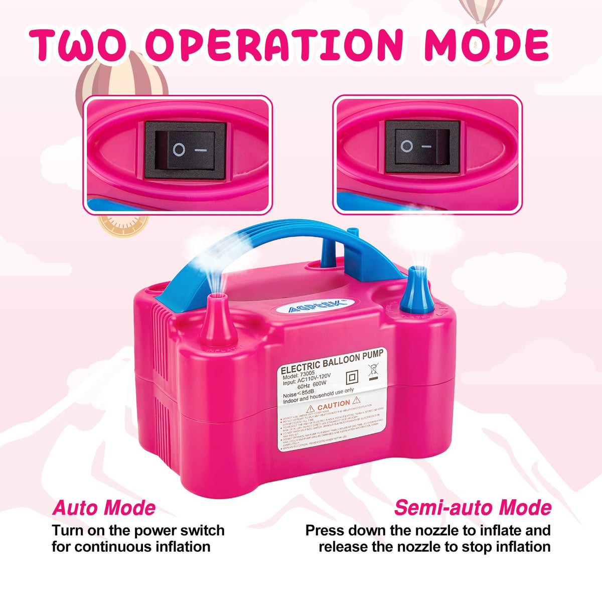 AGPTEK Electric Air Balloon Pump Dual Nozzle Portable - AGPTEK Official Imagery - 6