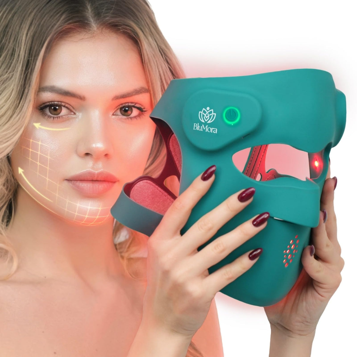 Red Light Therapy for Face Wireless LED Face Mask Light - BluMora Official Imagery - 6