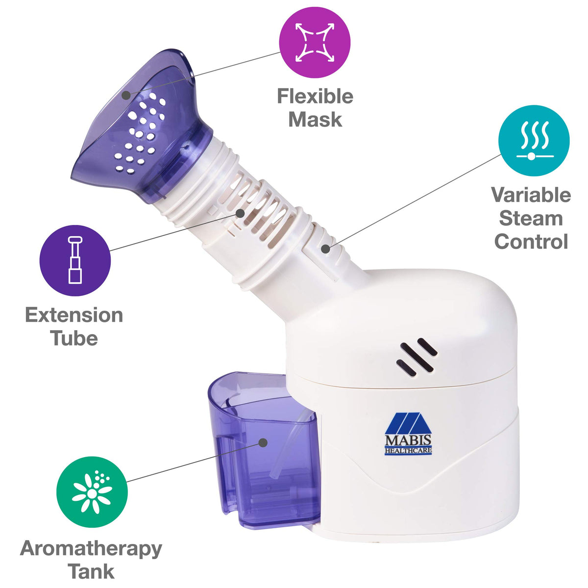 MABIS Facial Steamer Steam Inhaler Vaporizer or Vocal - MABIS Official Imagery - 5