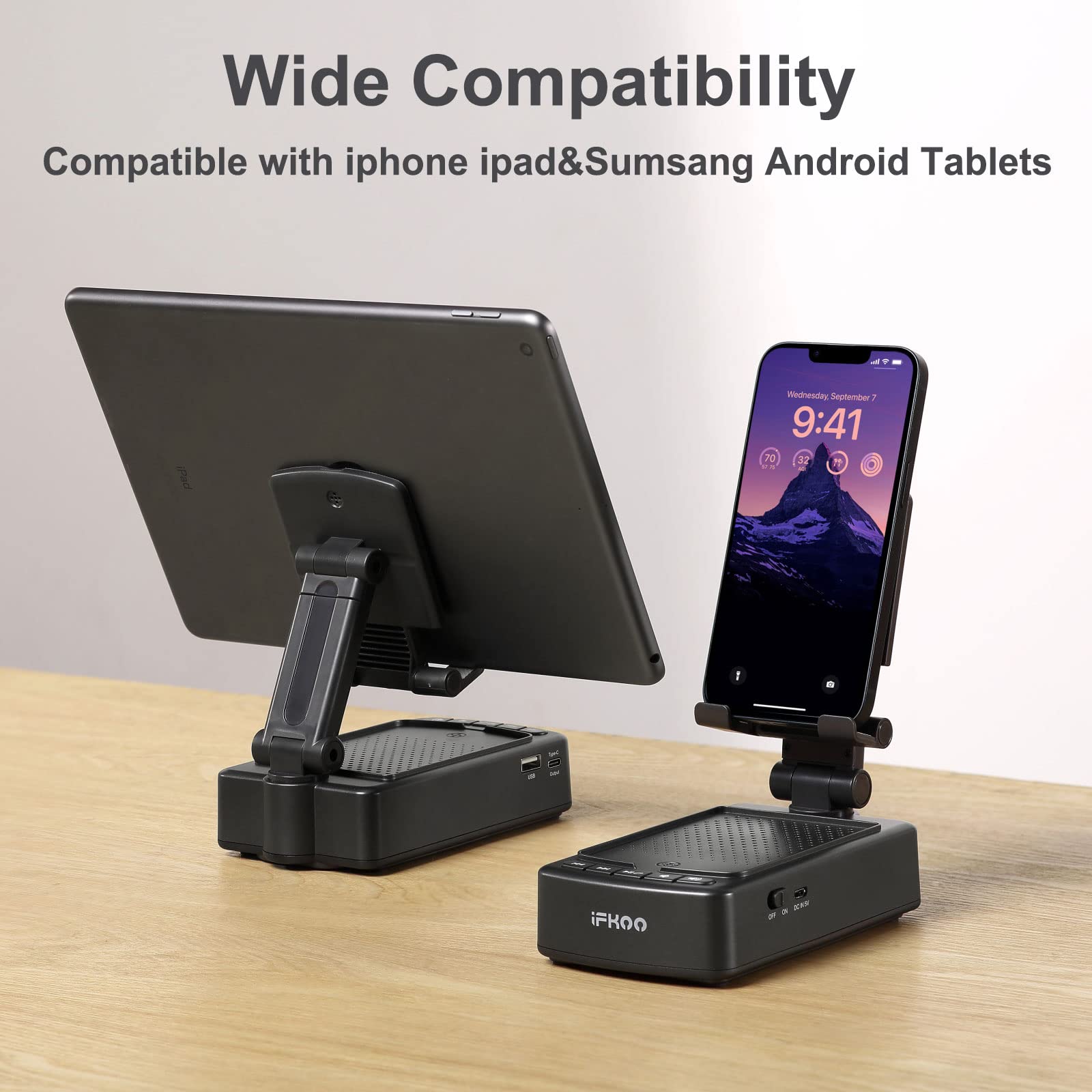iFkoo Gifts for Men Women, Phone Stand with Bluetooth Speaker BT5.3, G - View 5