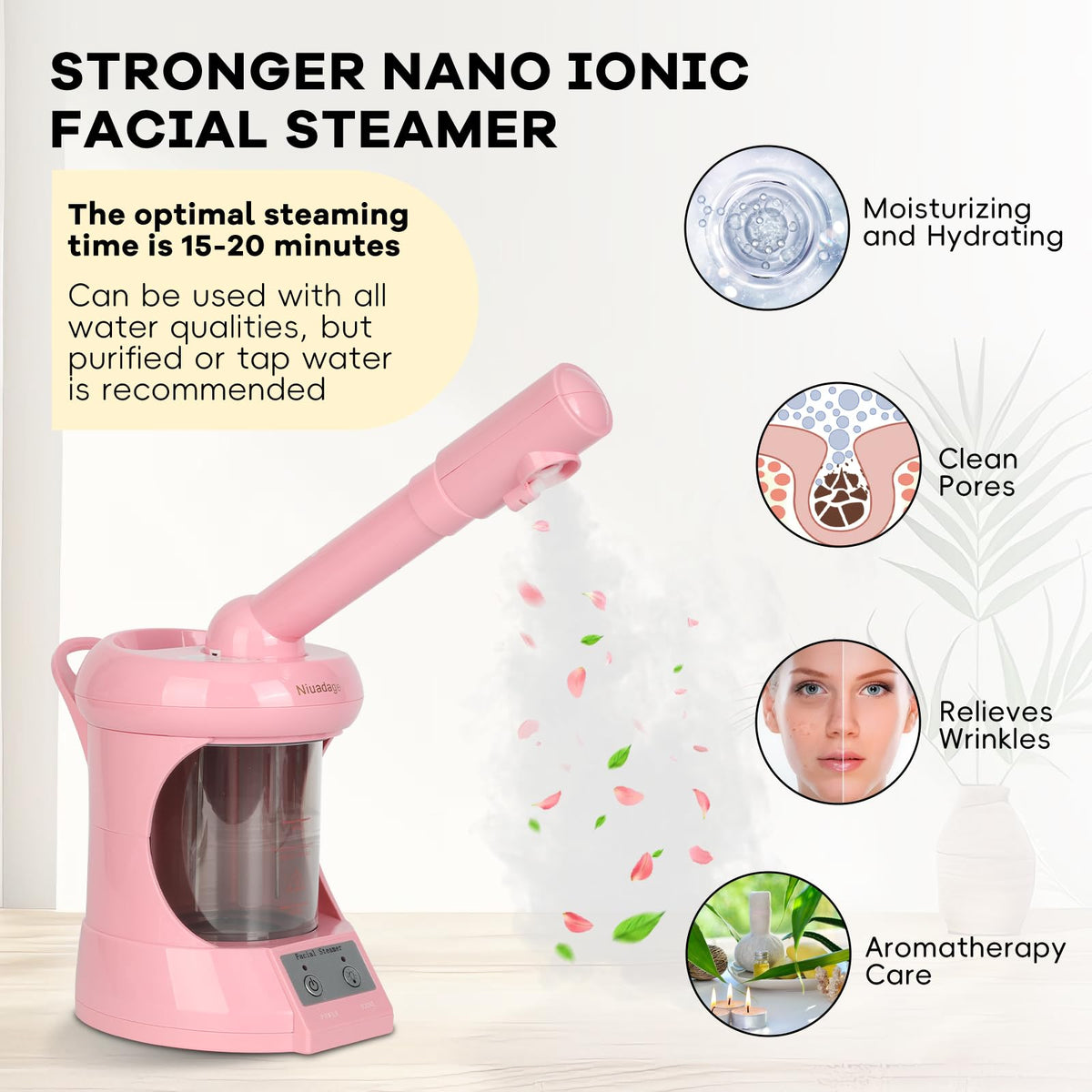 Facial Steamer Nano Ionic Face Steamer with Extendable Arm - Niuadage Official Imagery - 4