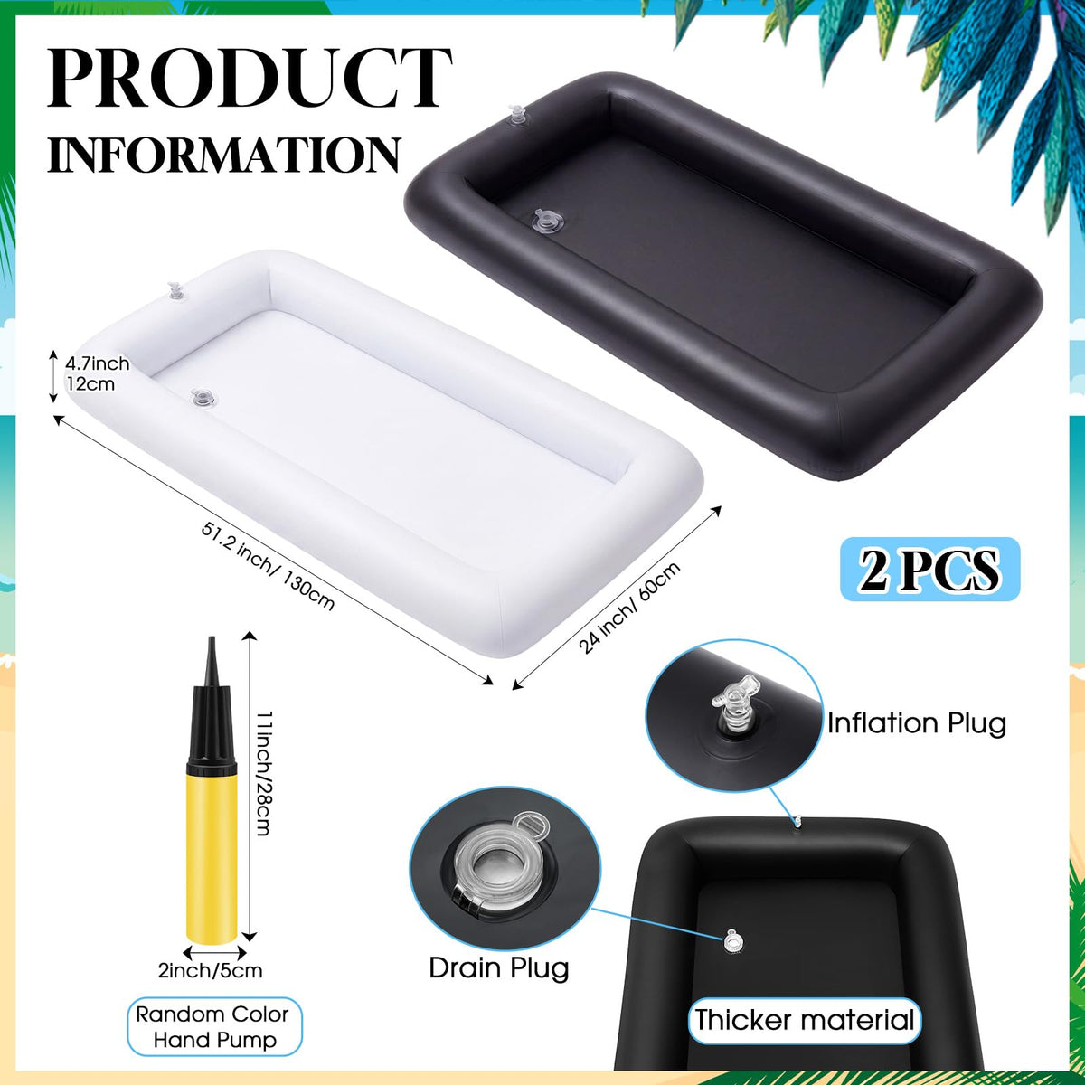 5 Pcs Inflatable Serving Bar Kit Ice Tray Cooler Black White - Leitee Official Imagery - 3