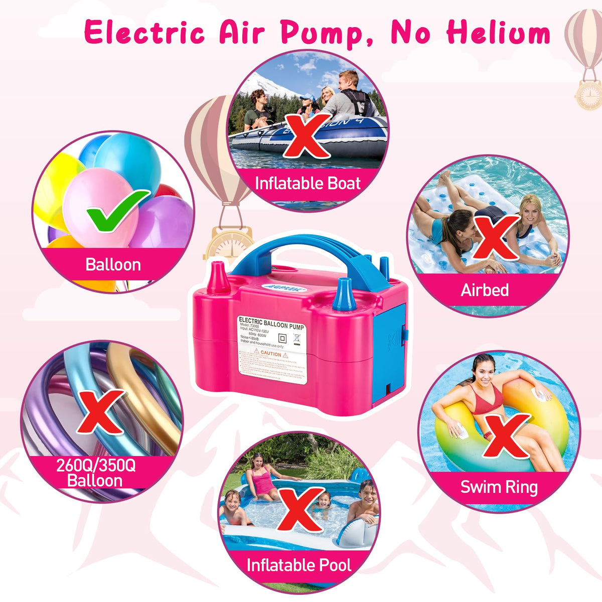 AGPTEK Electric Air Balloon Pump Dual Nozzle Portable - AGPTEK Official Imagery - 4