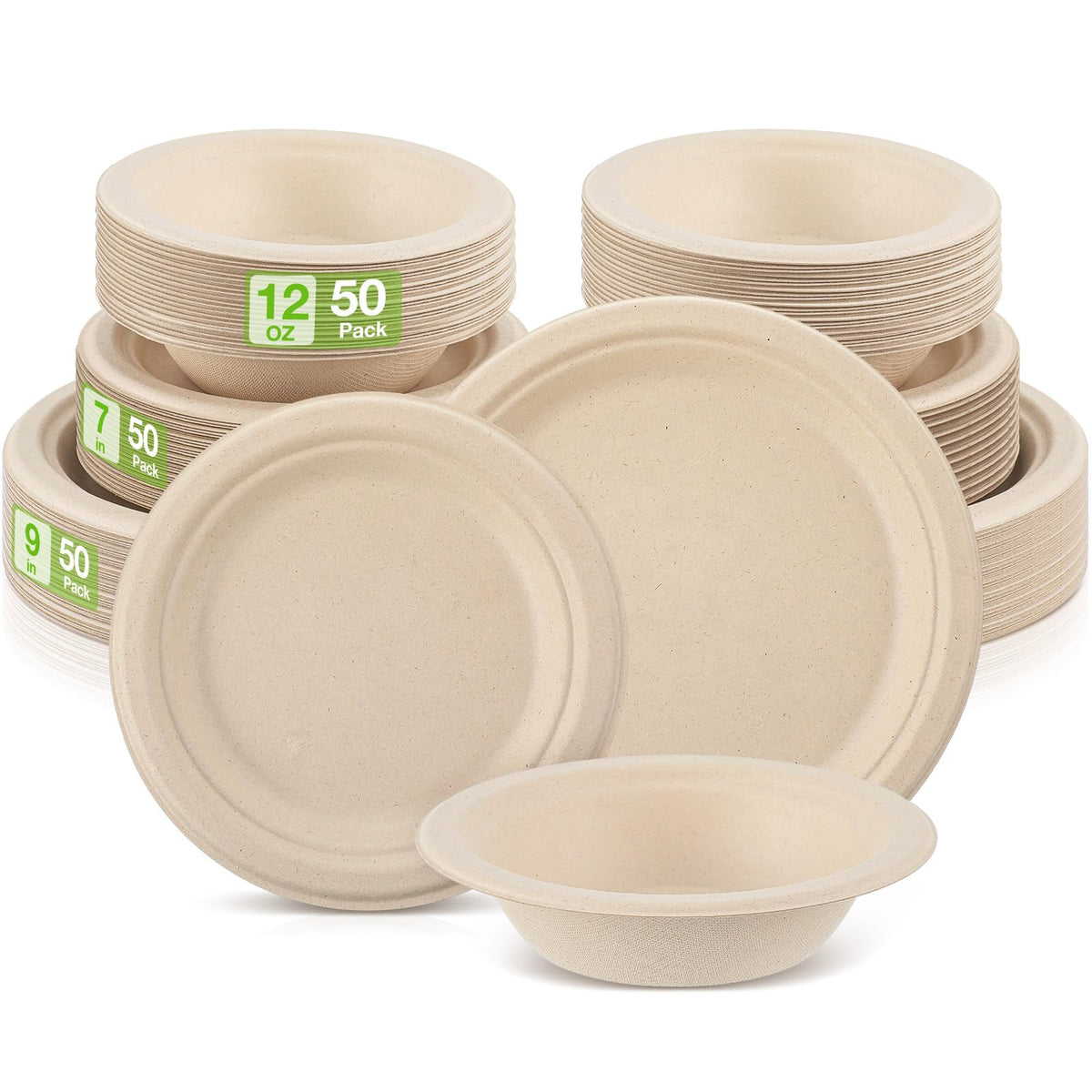 Havawish 150 Pcs Compostable Paper Plates and Bowls Set 7 - Havawish Official Imagery - 1
