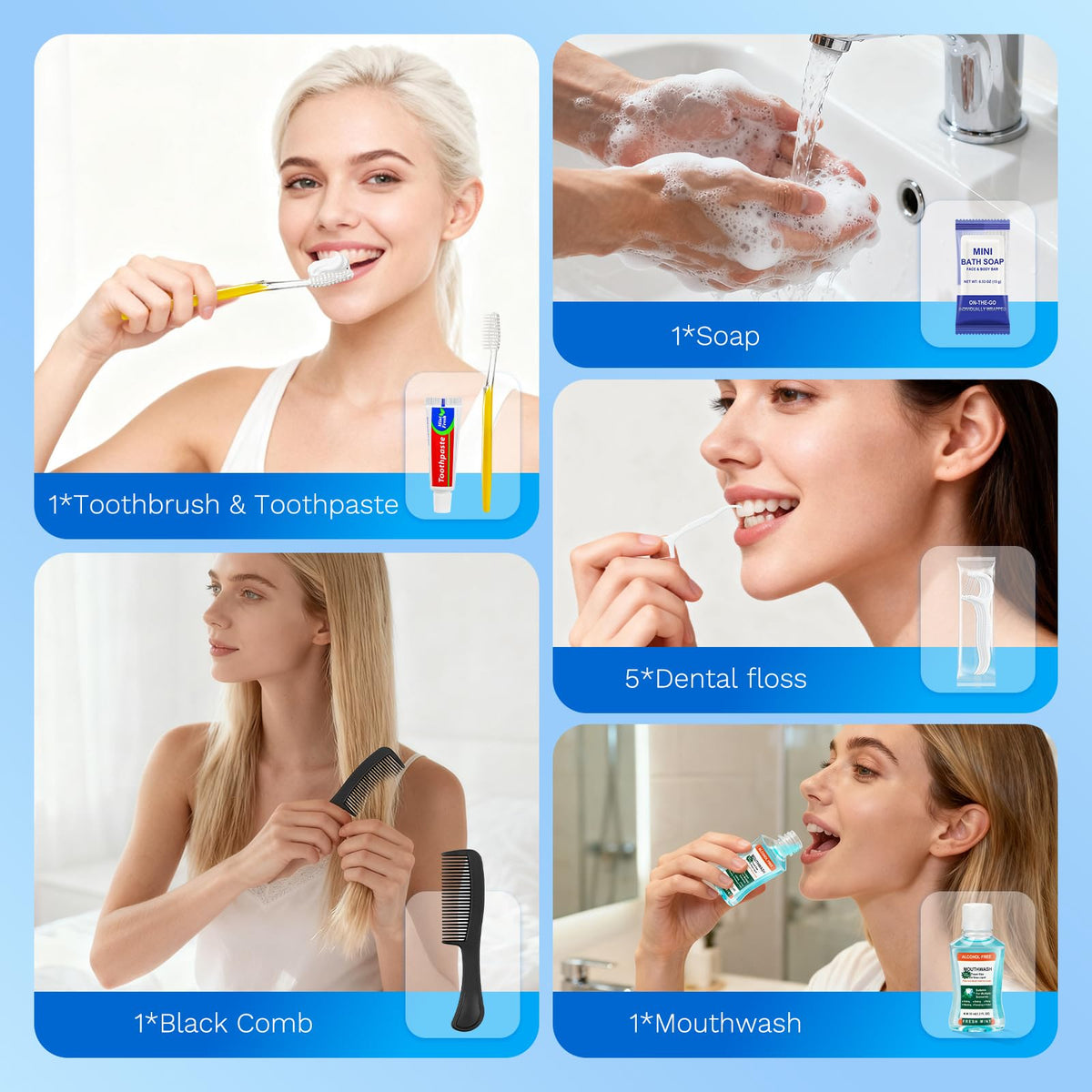 Personal Hygiene Kit Bulk 50 Pack Yellow Basic Travel - Xuezoioy Official Imagery - 3