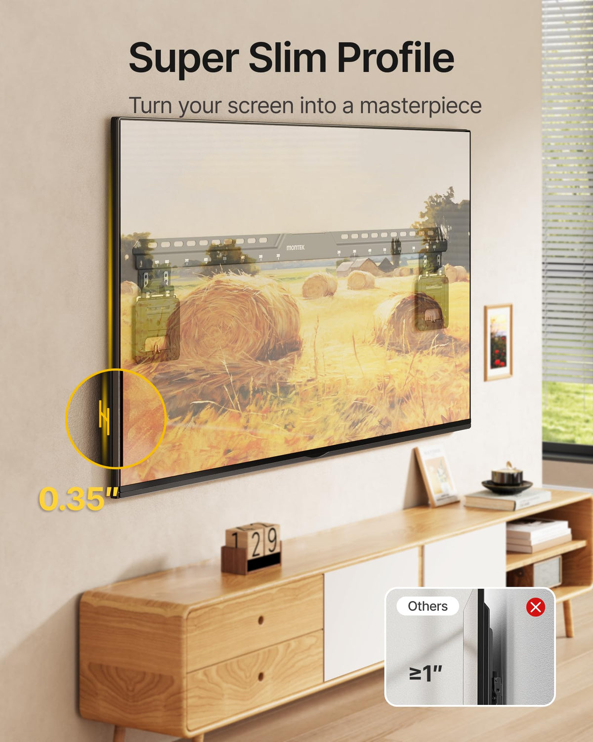 monTEK 0 35 Ultra Slim TV Wall Mount for 50 100 Inch Flat - monTEK Official Imagery - 3