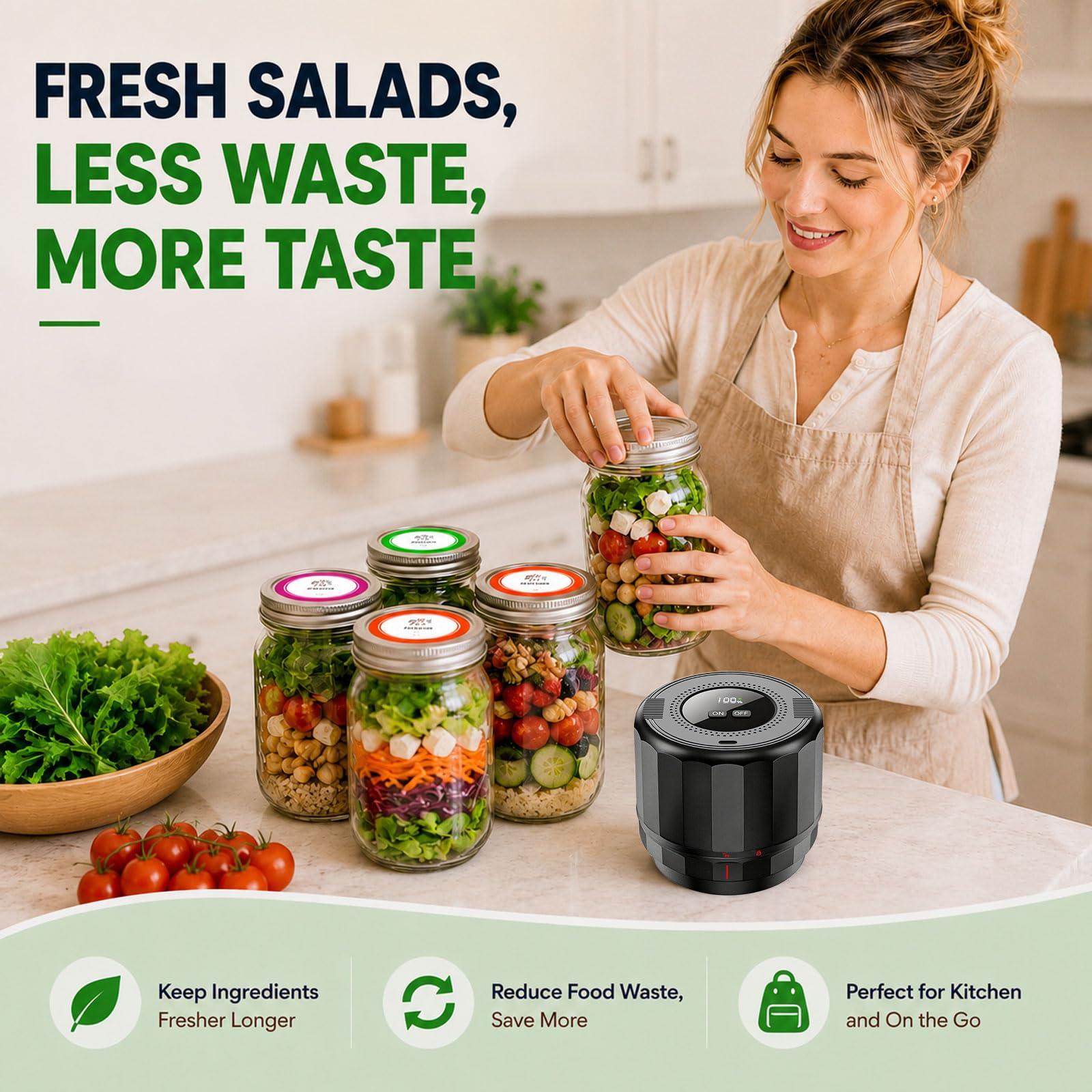 UNERVER M11 Electric Mason Jar Vacuum Sealer Kit - with Wide and by UNERVER - Angle View 7