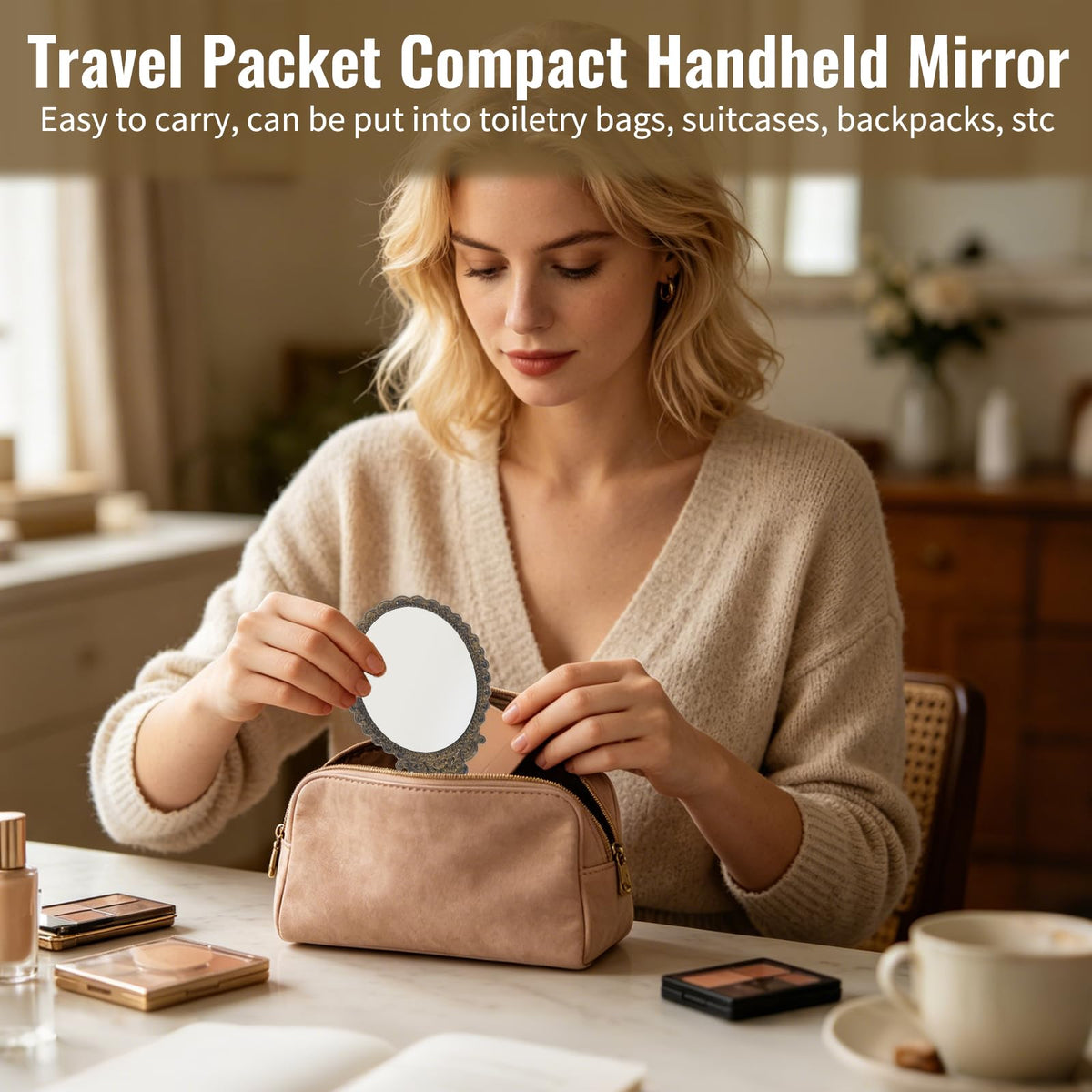24 Pack Vintage Handheld Mirrors for Makeup Brass Gold - FUPMILPHRANX Official Imagery - 5