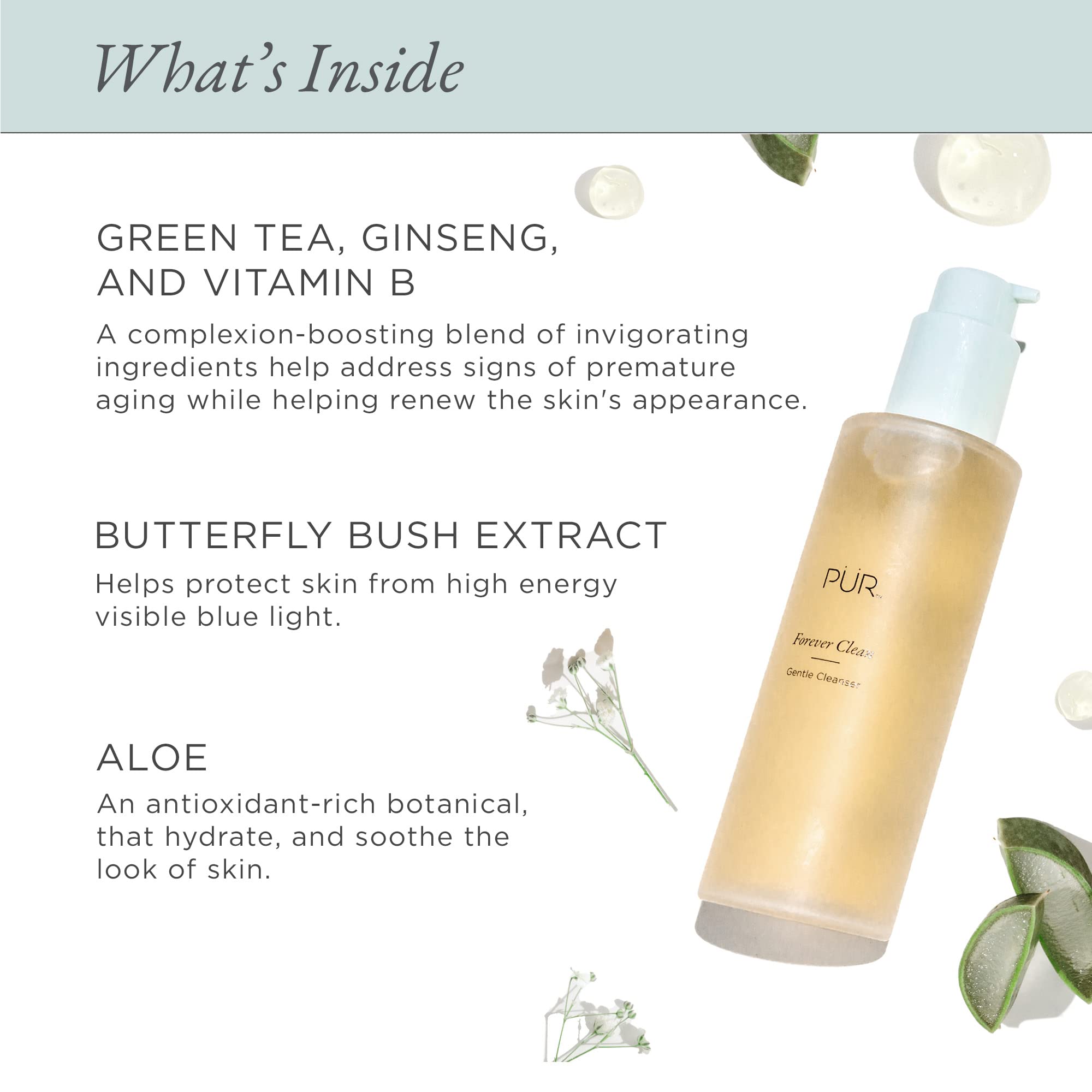 PÜR Forever Clean Gentle Facial Cleanser, Sulfate-Free Makeup Remover