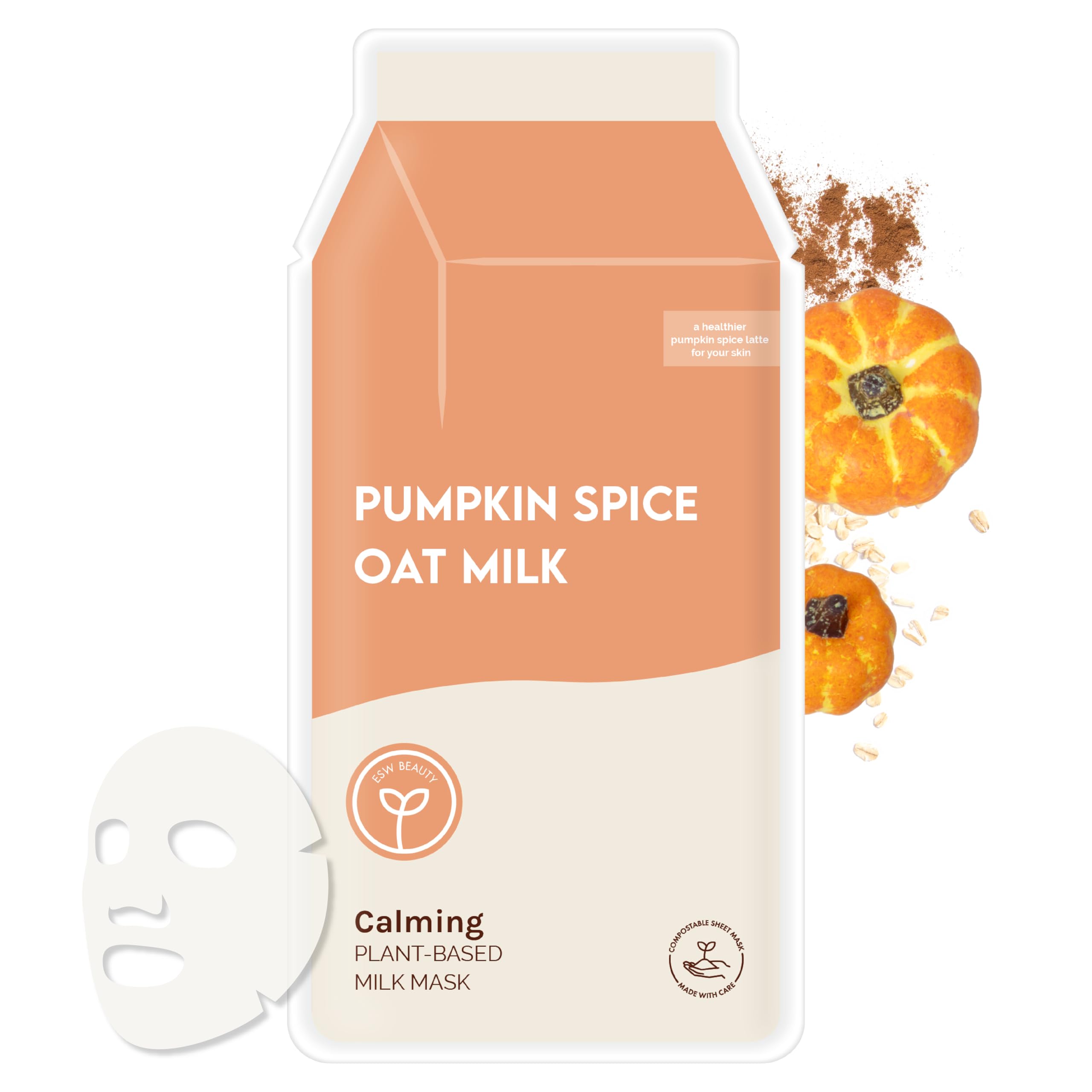 ESW Beauty Pumpkin Spice Oat Milk Face Mask, Korean Skin Care, 1 - ESW Beauty