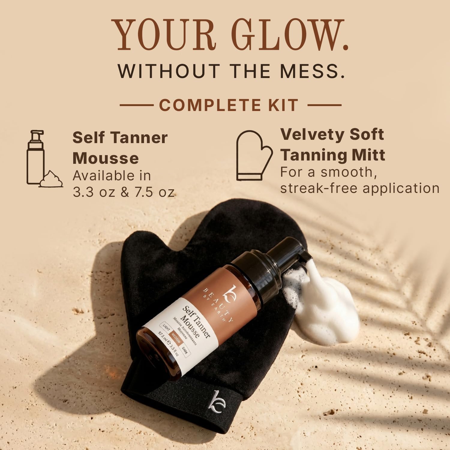 Self Tanner Tanning Mousse Kit - USA Made with Natural, Organic Ingredients - Beauty by Earth Official Product View 7
