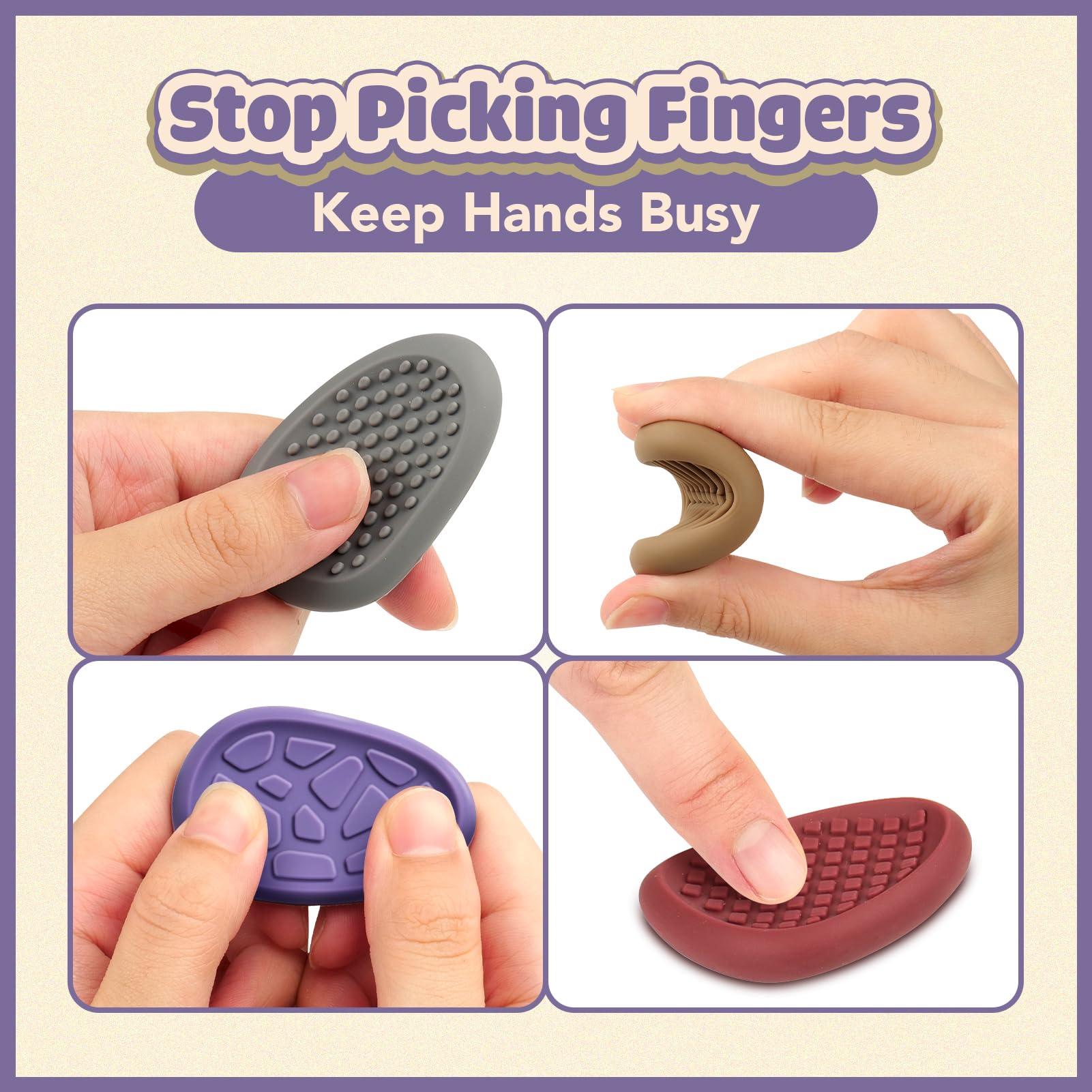 KLT Fidget Toys Adults Sensory Stone: 8 Pack Texture Worry Stone - KLT Official Product View 2