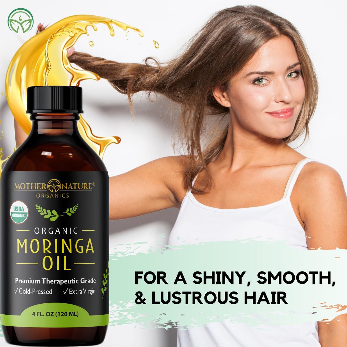 MNO Organic Moringa Oil Glow Serum Frizz Control for Hair - Mother Nature Organics Superfoods for Organic Living Official Imagery - 5