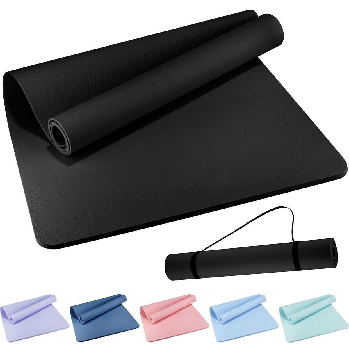 Extra Wide Yoga Mat 72 x 32 6mm Non Slip TPE Exercise Mat - Wimwum Official Imagery - 2
