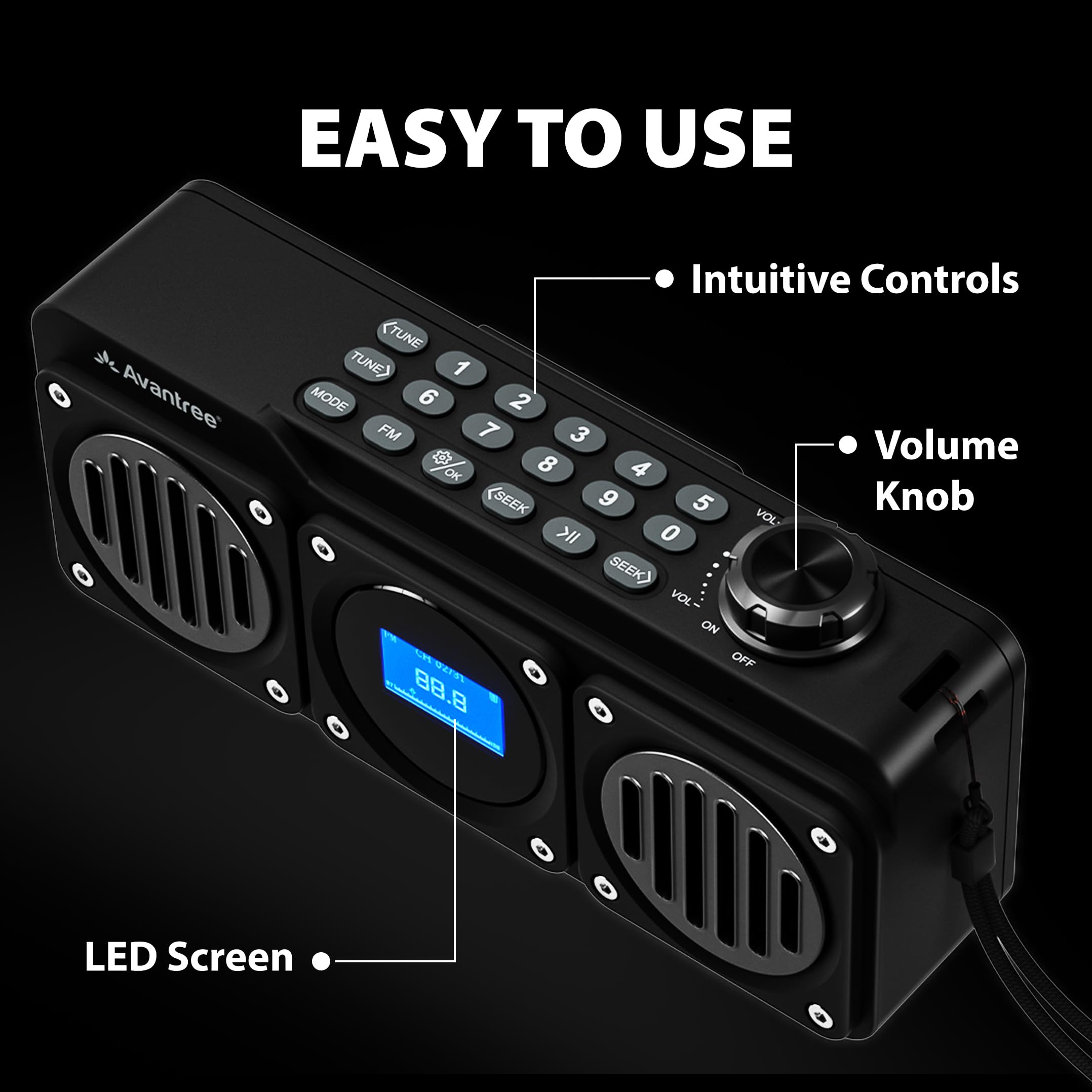 Avantree BoomByte FM Radio Bluetooth Speaker, Stereo
