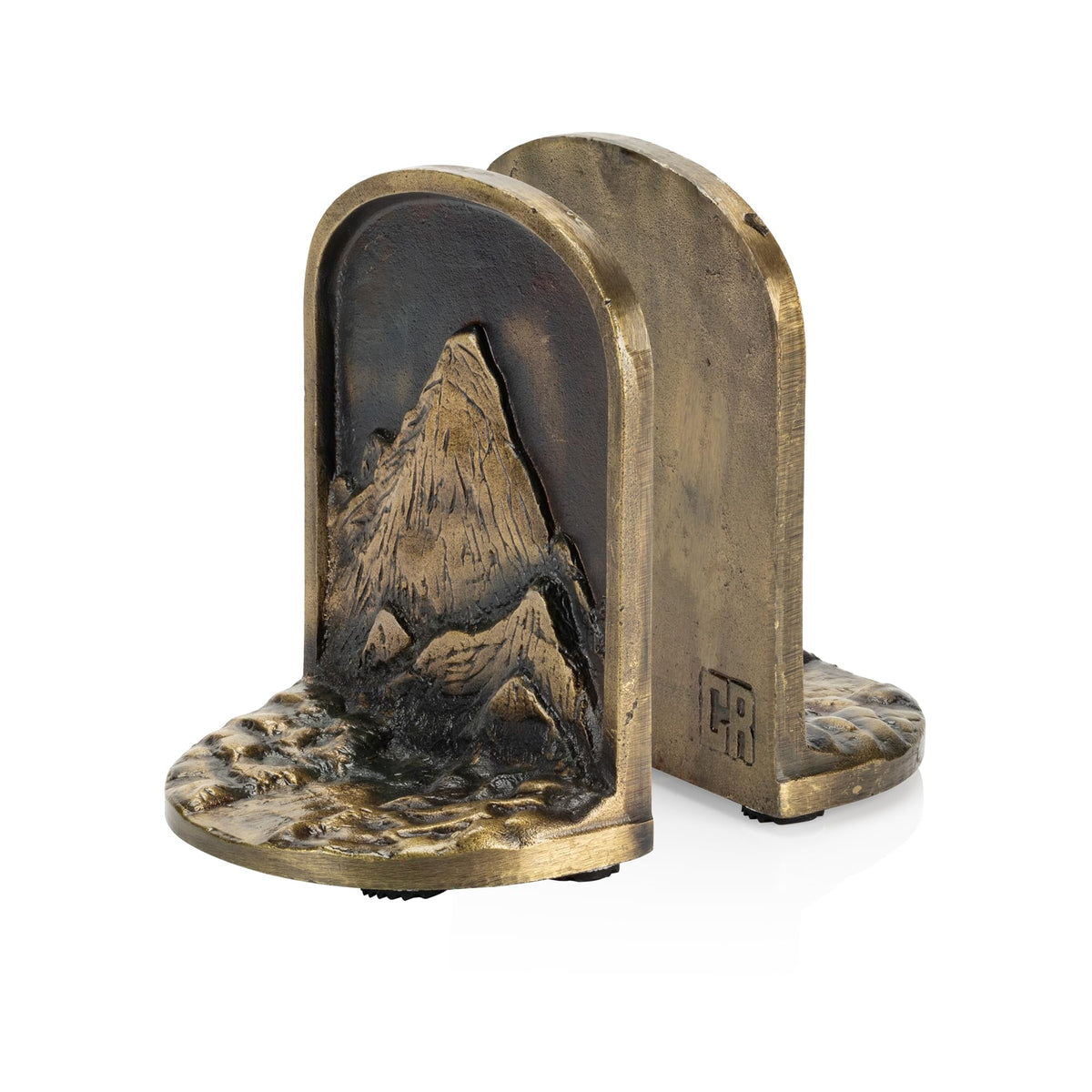 Cast Iron Mountain Bookends Set Antique Brass Book Ends 2 - CRAFTSMAN ROAD Official Imagery - 1