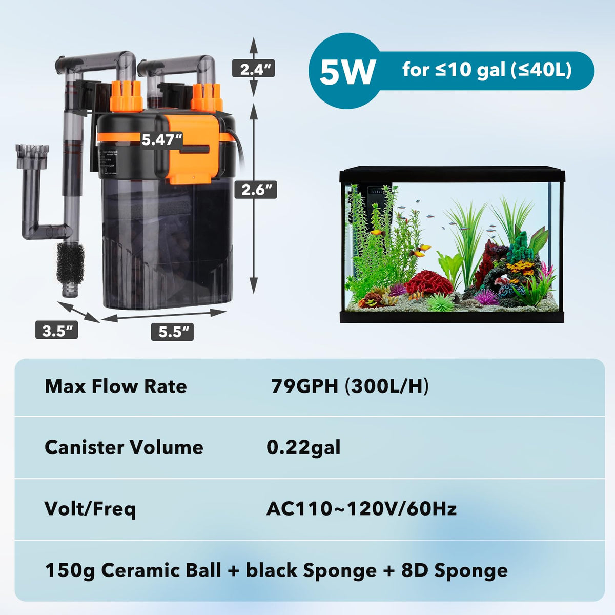 hygger External Hang On Back Canister Aquarium Filter Quiet - hygger Official Imagery - 7