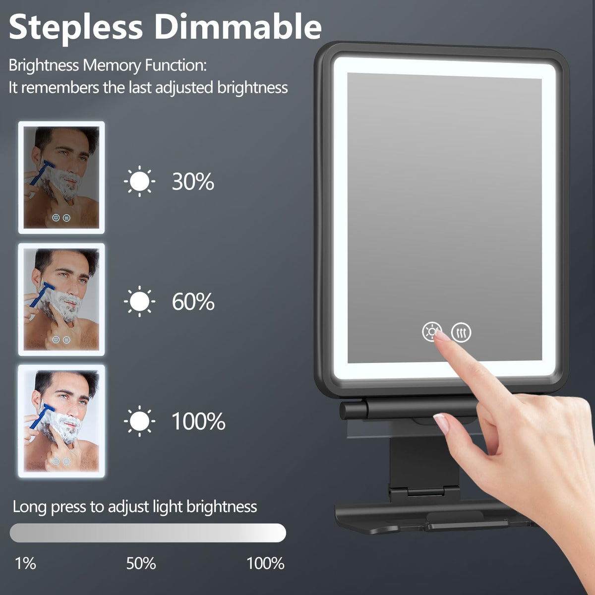 Heated Shower Mirror Fogless for Shaving Anti Fog Mirror for - Shinowa Official Imagery - 6