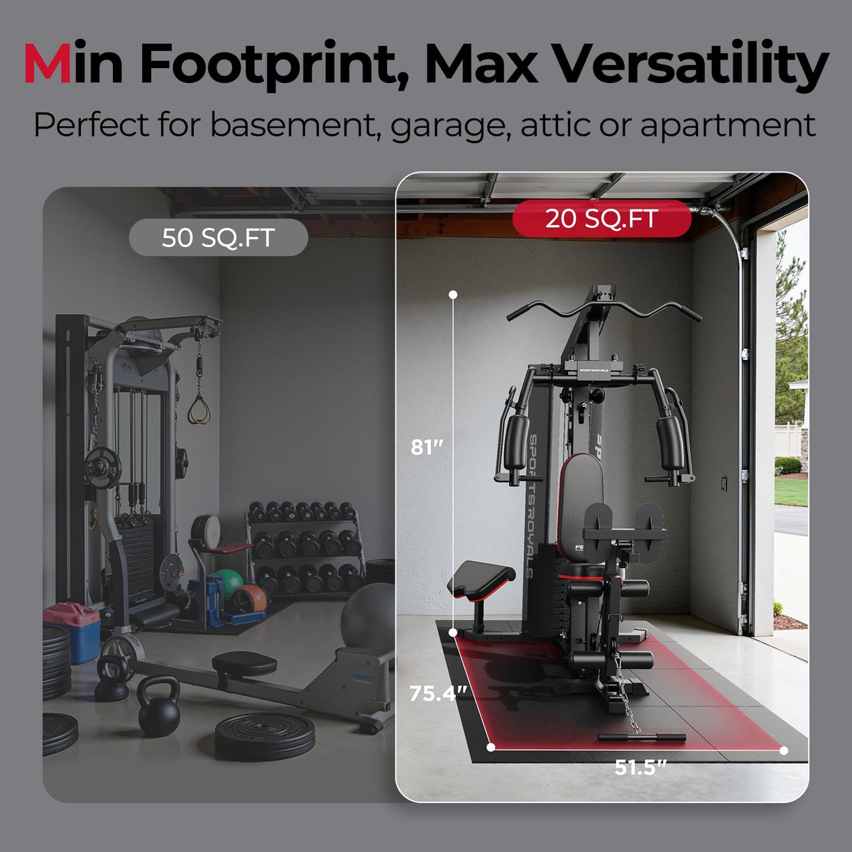 SPORTSROYALS Home Gym Multifunctional Workout Station with - Sportsroyals Official Imagery - 7
