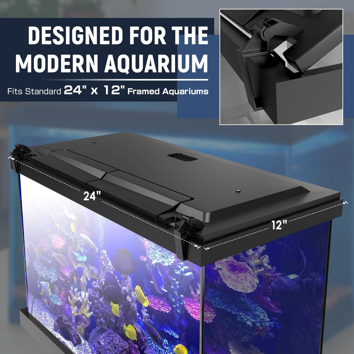 LED Aquarium Hood Colored Lights Fits 24 Framed Aquariums - Blosail Official Imagery - 3